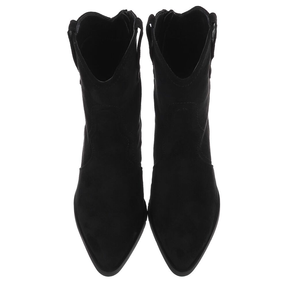 Ital-Design Damen Western Boot Velours-Optik Blockabsatz Westernstiefelette (92157796) Blockabsatz Stiefeletten in Schwarz – Bild 4 von 5