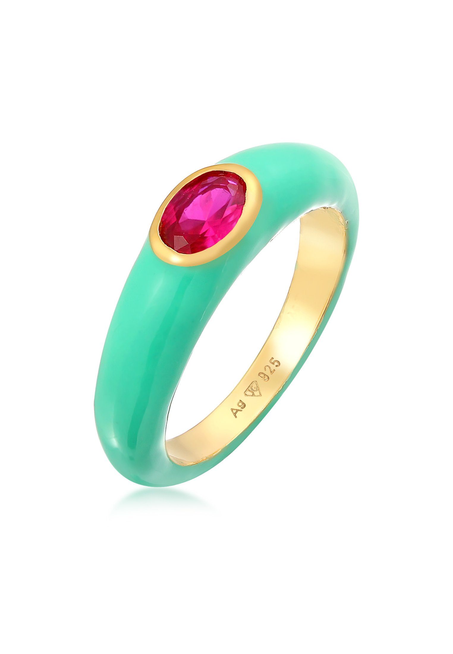 Elli Fingerring Zirkonia Oval Solitär Emaille günstig online kaufen