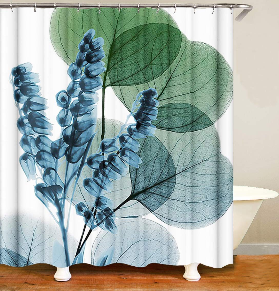 M&W DAS DESIGN Duschvorhang 180x200 Shower curtains Anti schimmel Waschbar Große Grüne Pflanzen