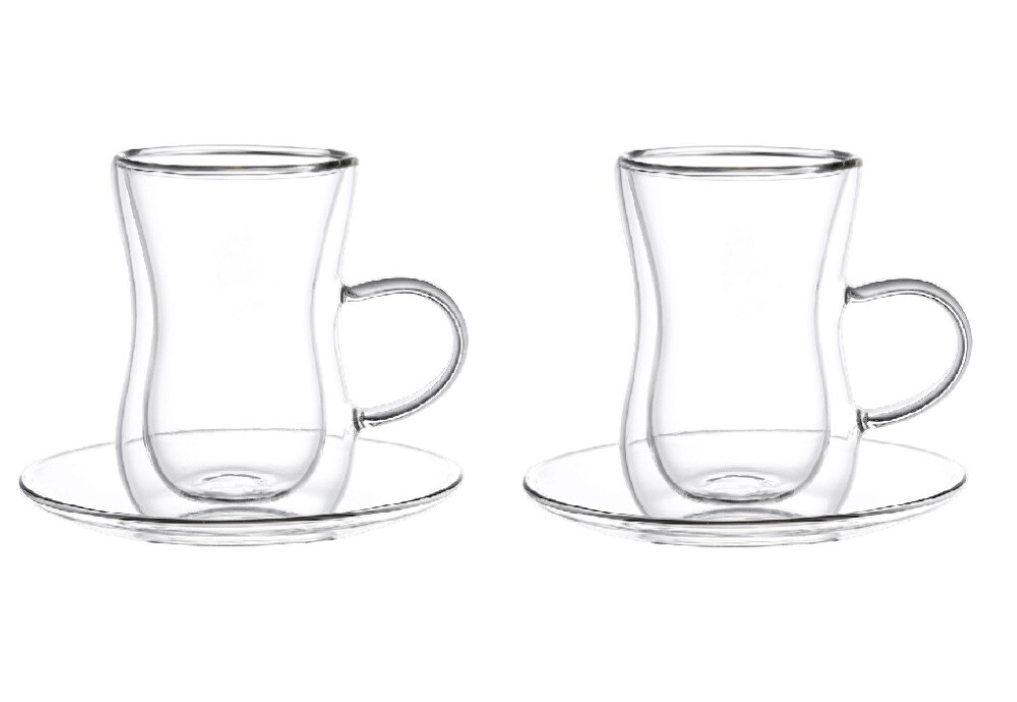 Schäfer Elektronik Teeglas 4 tlg. Teegläser-Set 150ml Doppelwandige Gläser mit Henkel