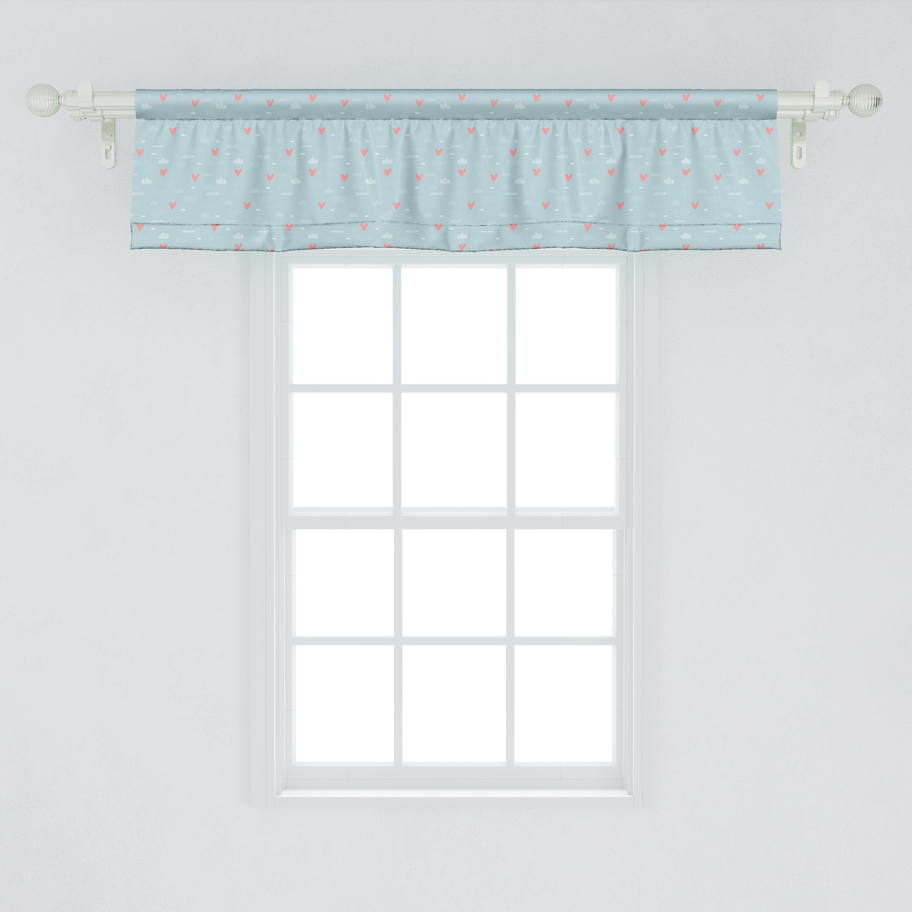 Scheibengardine Vorhang Volant für Dekor Abakuhaus, Küche Abstrakte Stangentasche, Microfaser, mit Wolken-Herzen Schlafzimmer Geometrie