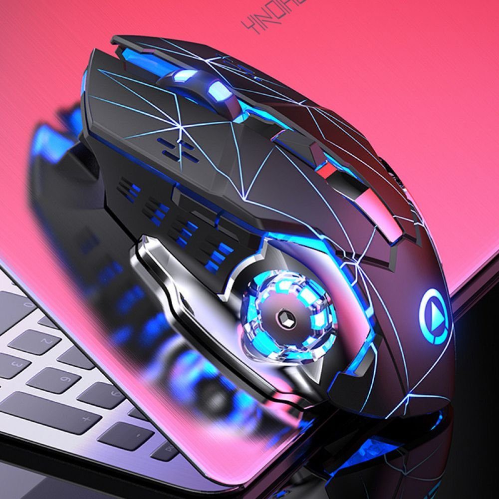GelldG Kabellose Gaming Maus, USB-Empfänger, tragbare, ergonomische optische Gaming-Maus
