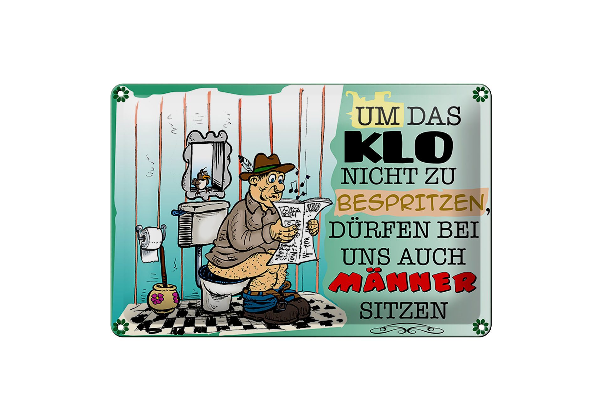Metallschild Spruch 30x20cm um Klo nicht bespritzen Männer