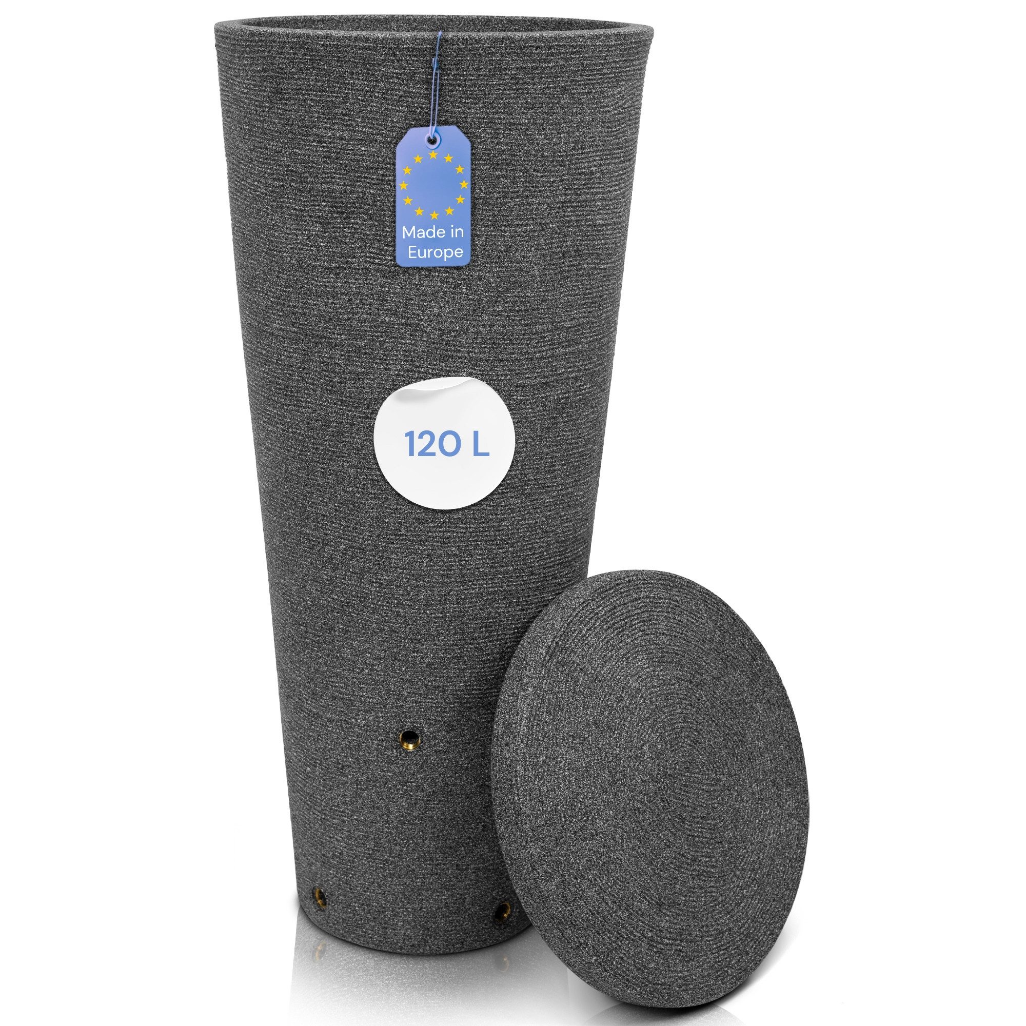 YourCasa Regentonne [Tubo Tank] mit Metallgewinde und Deckel, 120 l, Metallgewinde, Deckel