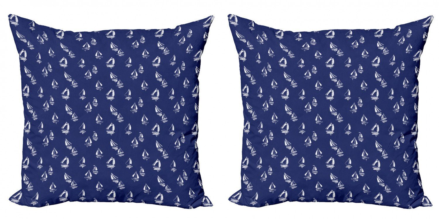 (2 Navy Doodle Doppelseitiger Abakuhaus Accent Segelyacht Kissenbezüge Digitaldruck, Stück), blau Modern