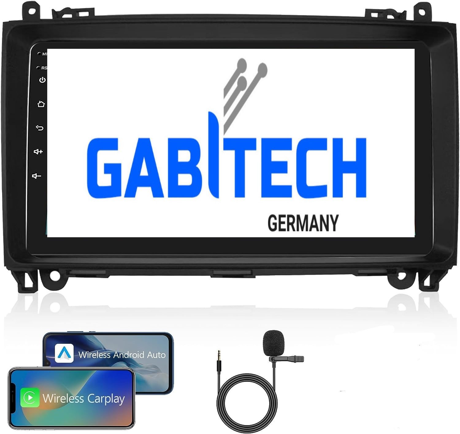 GABITECH 9 Zoll Android Autoradio für Mercedes A B Sprinter Vito Viano Crafter Autoradio (FM / AM-Radio, RDS, DAB+ Optional, 4GB RAM Octa-Core. Kabellos Apple Carplay und Android Auto)