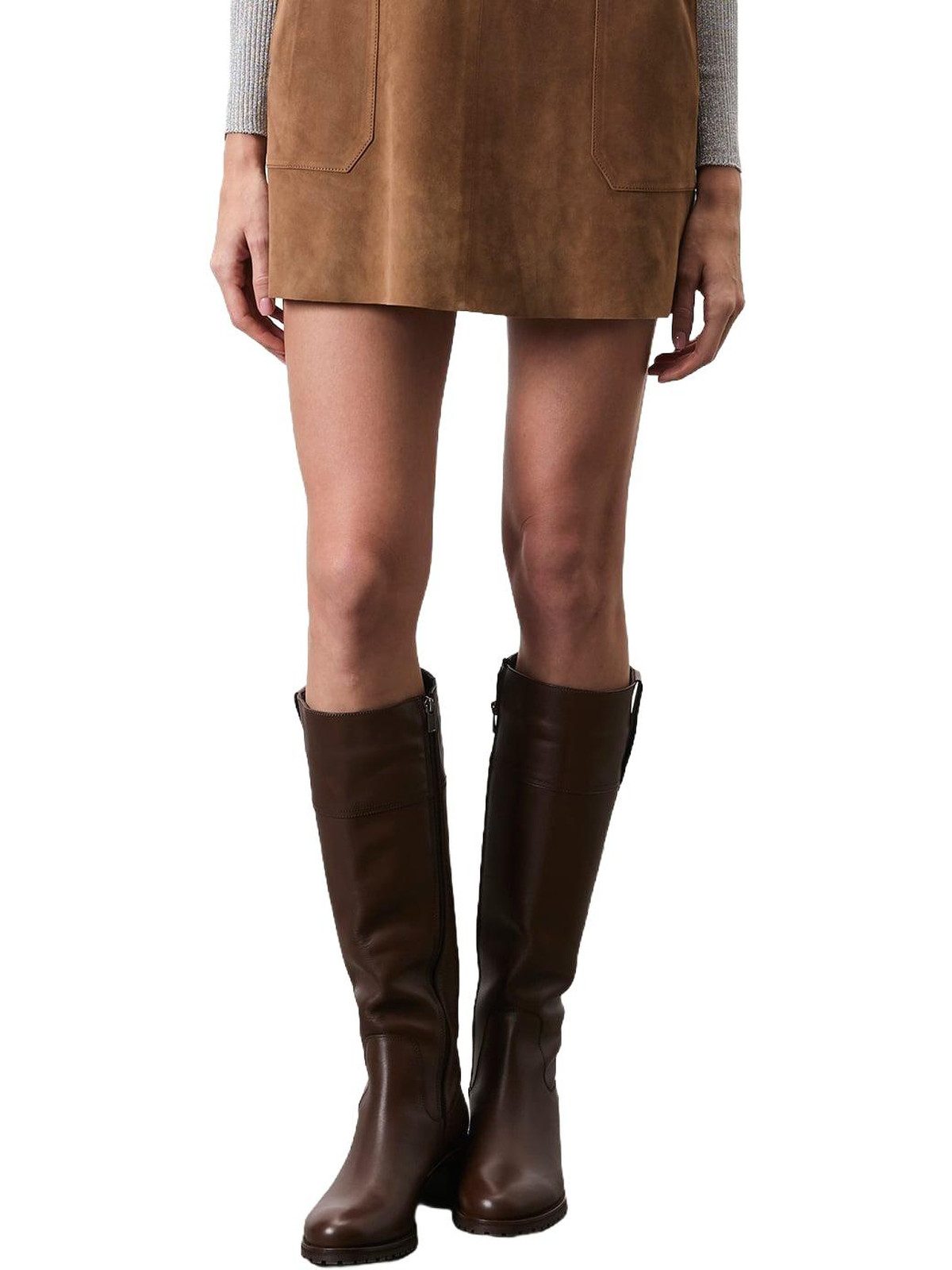 Damen-Lederstiefel – 5,5 cm Absatz, zum Hineinschlüpfen, atmungsaktiv Stiefel