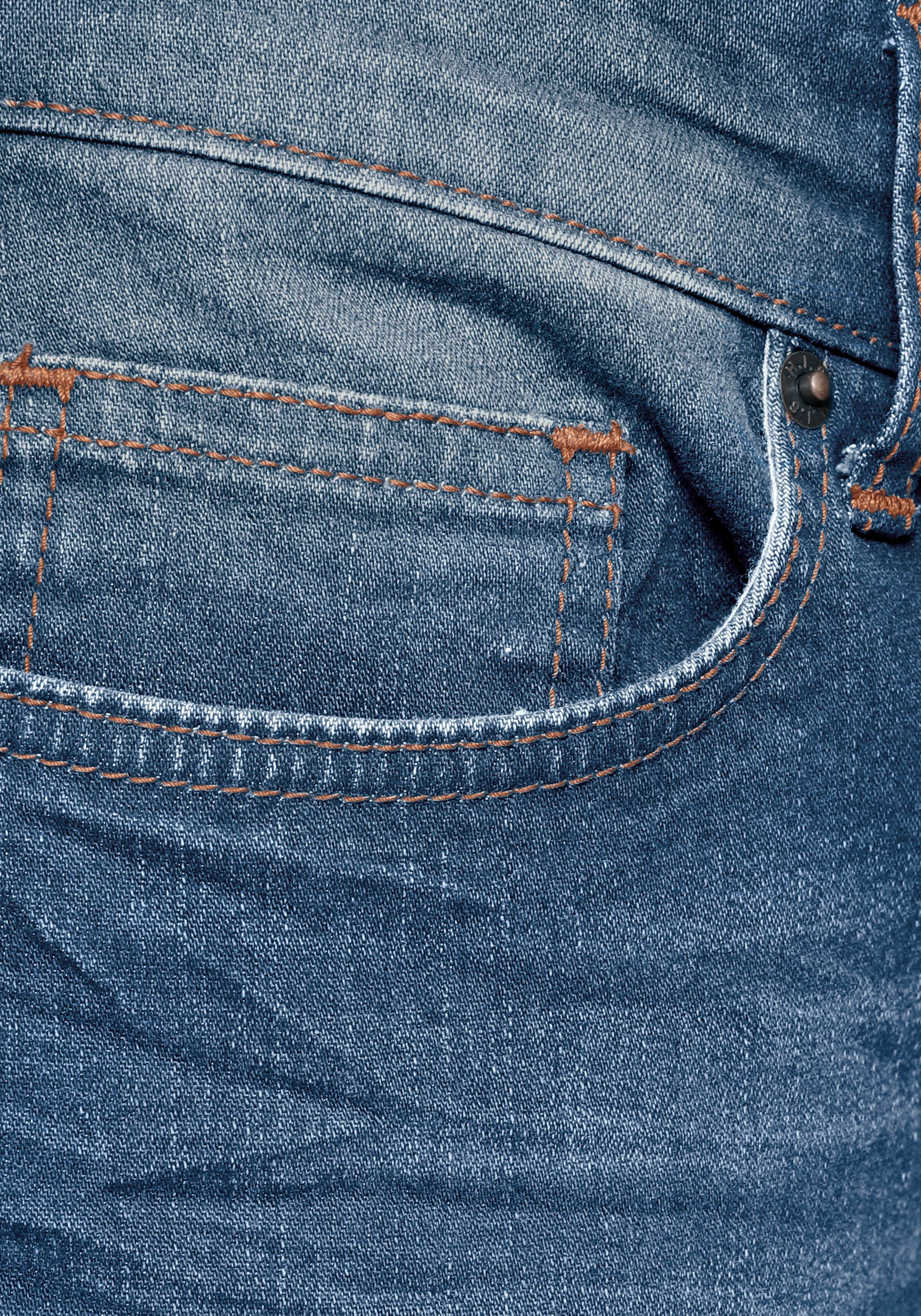 H.I.S Jeansbermudas HANTZ (Set, 2-tlg., mit abnehmbarem Gürtel) gerader Beinschnitt, Used-Look mit Abriebeffekten