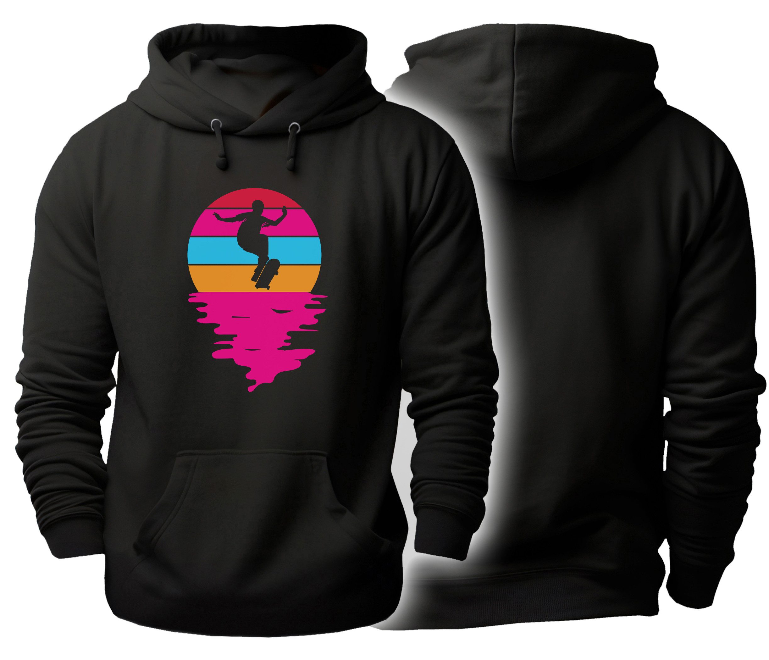MyDesign24 Hoodie Damen Kapuzensweater - Retro Skater Sonnenuntergang Skater Пуловеры i527
