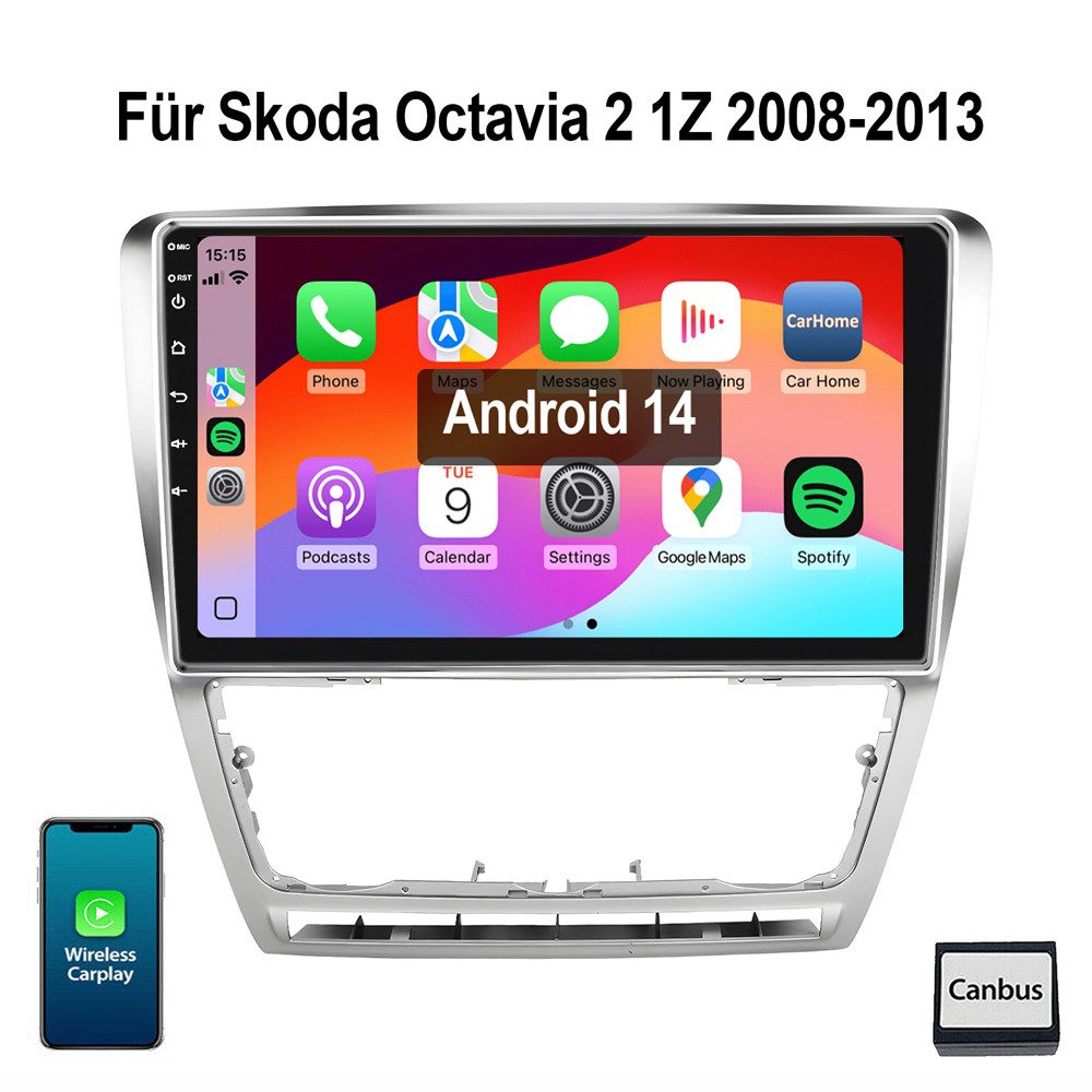 ESSGOO 10.1" Für Skoda Octavia 2 2004-2013 Autoradio Autoradio (Digitalradio (DAB), RDS, FM, AM, Apple Carplay Android Auto GPS Navi WIFI BT EQ)