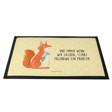 Fußmatte Eichhörnchen Blume - Gelb Pastell - Geschenk, Matte, Türmatte, Lachen, Mr. & Mrs. Panda, Höhe: 0.6 mm