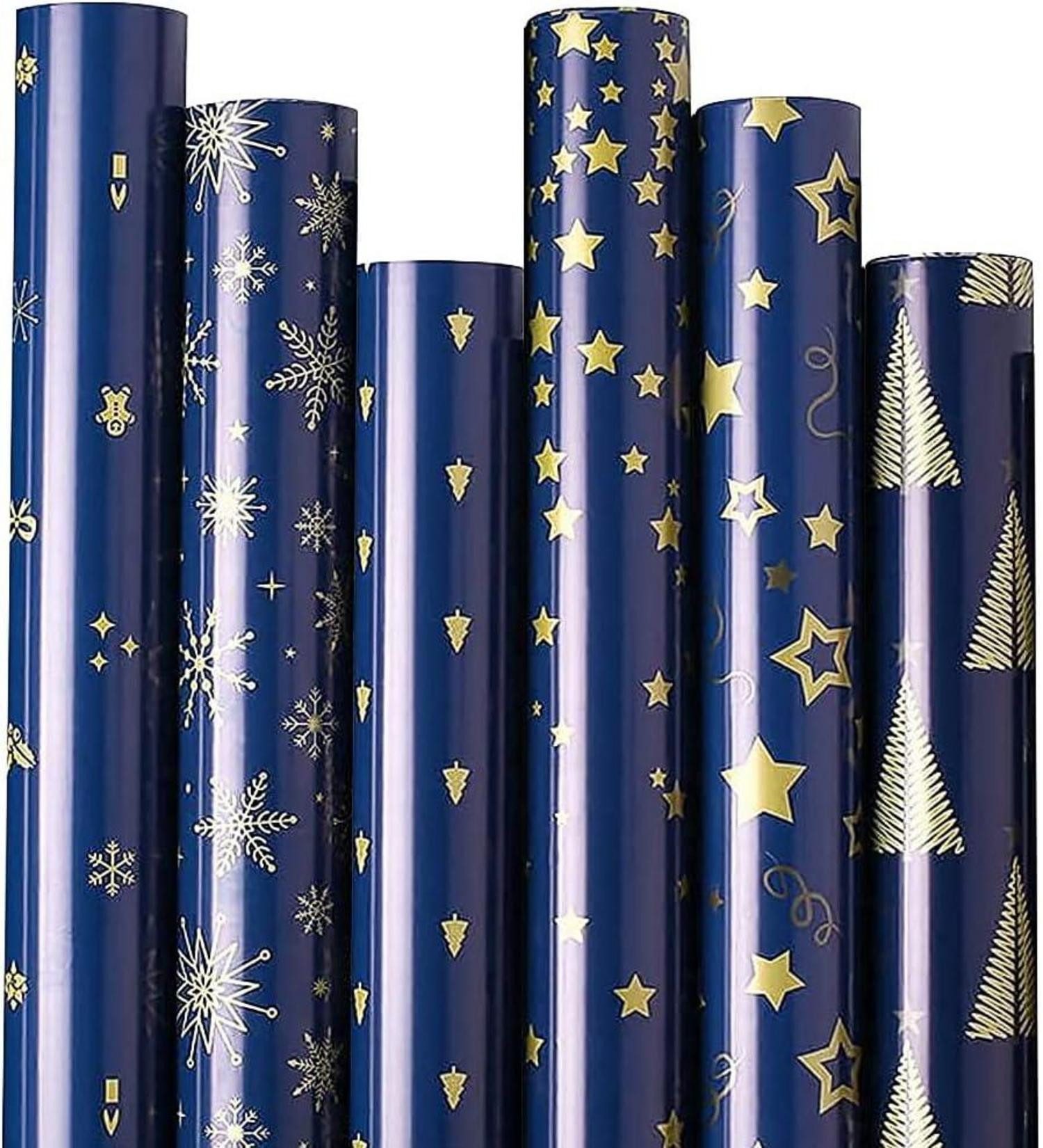 Geschenkpapier Recycelbares Weihnachtsgeschenkpapier 10 Blatt 6 Designs 100x43 cm