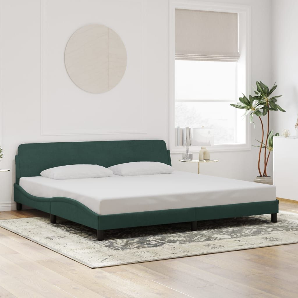 furnicato Bettgestell "Dover" Dunkelgrün 200x200 cm Samt (1-tlg) günstig online kaufen