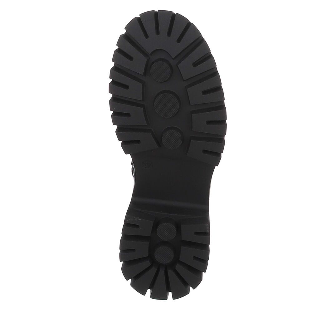 Ital-Design Kniehohe Schnürboots für Damen mit profilierter Laufsohle Plateaustiefel (91154518) Blockabsatz Stiefel in Schwarz