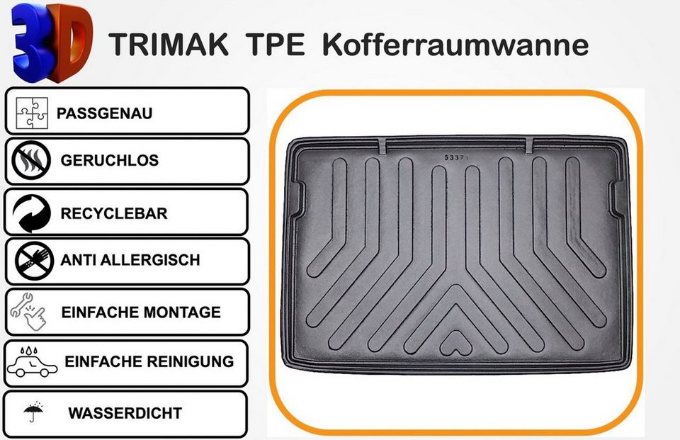 Trimak Auto-Fußmatte, Trimak Peugeot 208 1.gen. 2012 - 2019 Kofferraumwanne  Kofferraumwanne