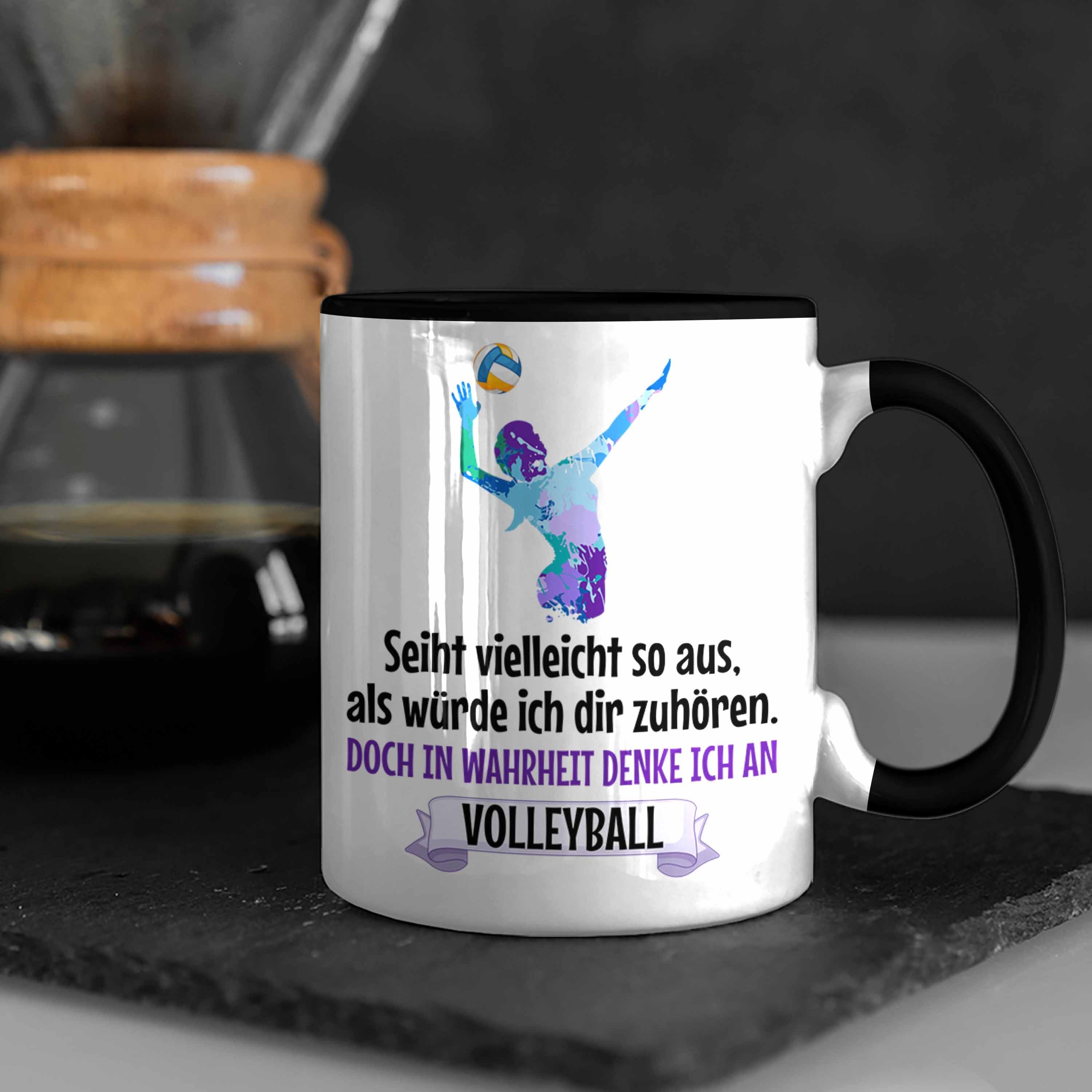 Zubehör Herren Tasse Kaffee Trendation Geschenk Volleyball Mädchen Tasse - Coach Volleyball-Spieler Schwarz Trendation Spielerin