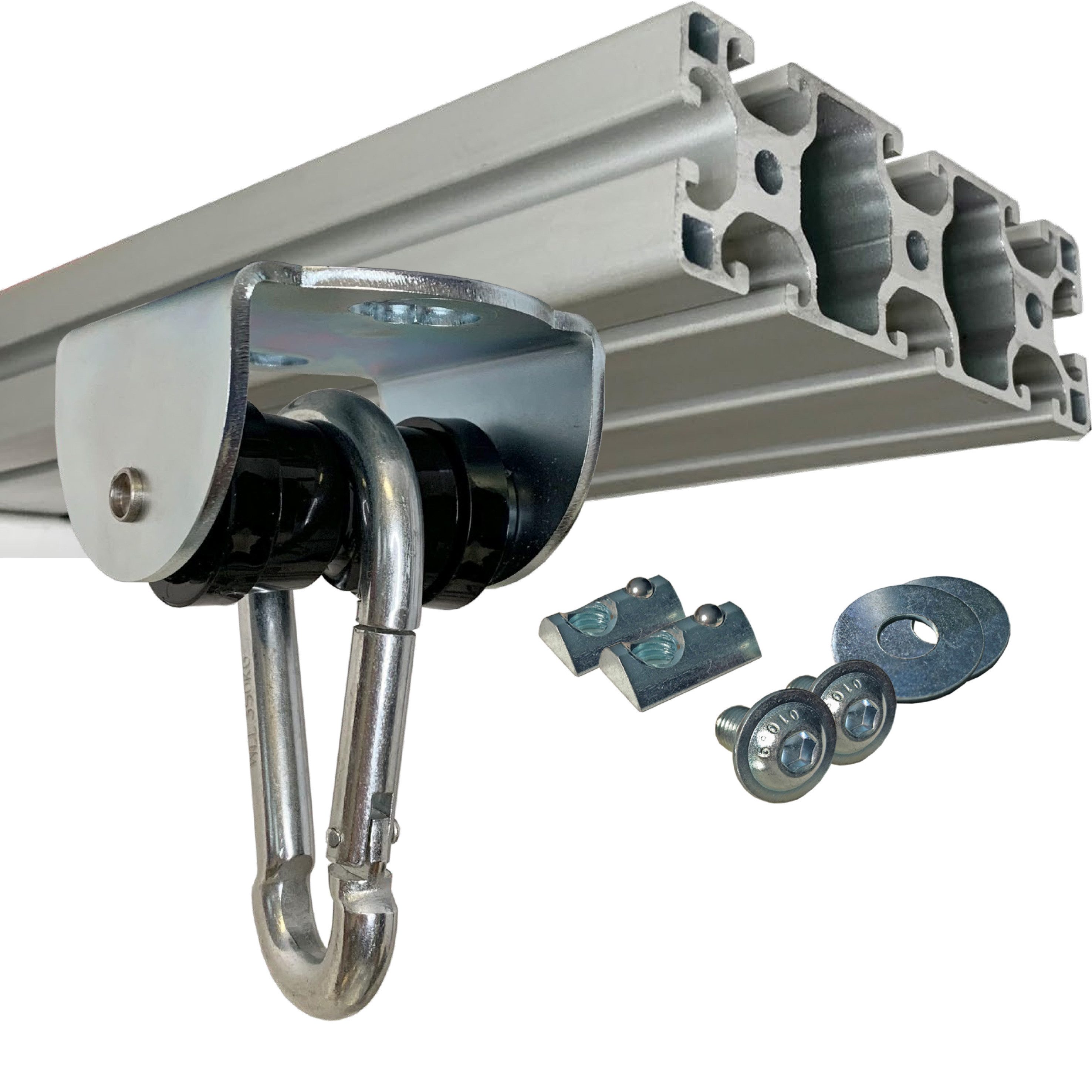 Marathon Schaukelhaken Rollengelenk verzinkt - Schaukelhaken mit Karabiner für ALULINE