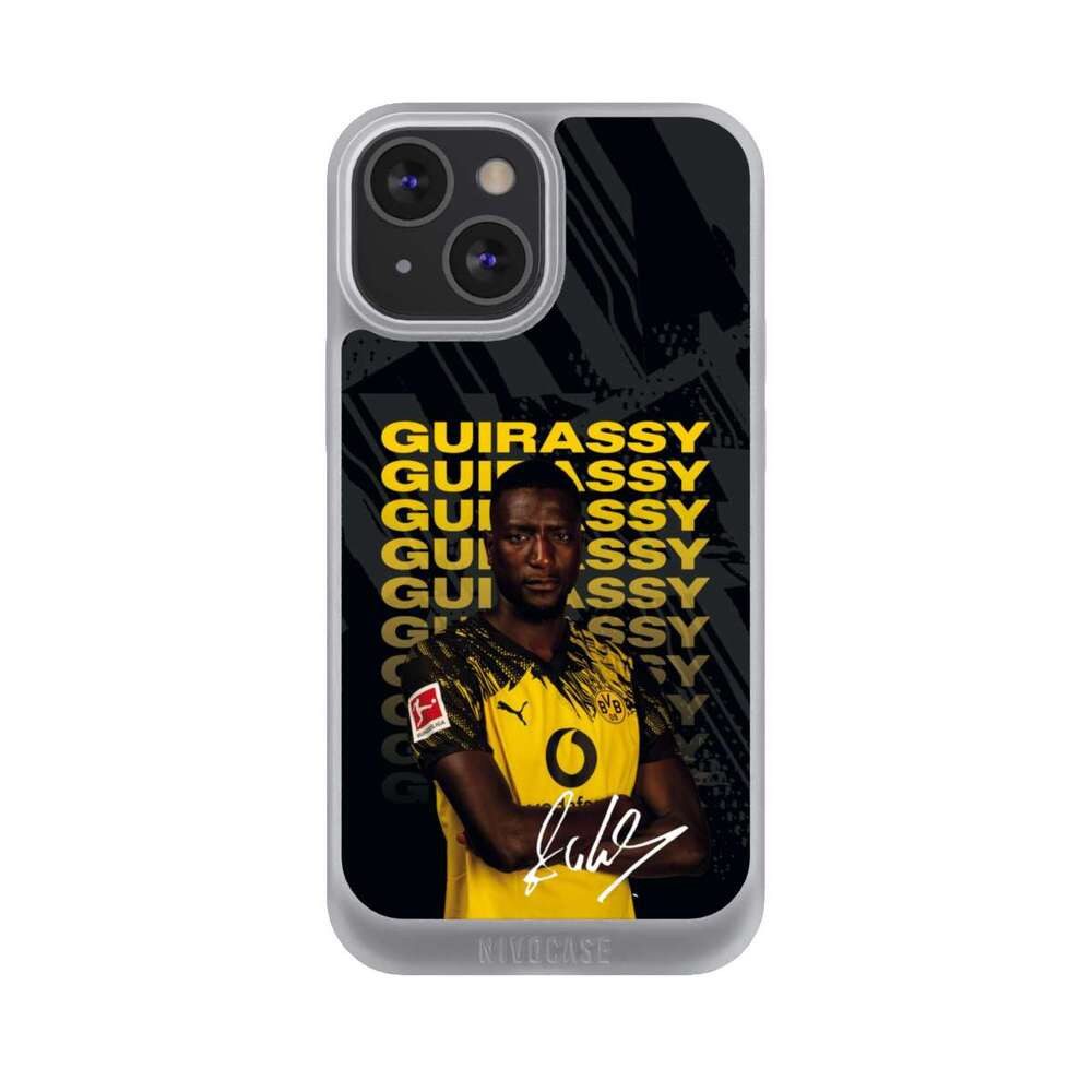 NIVOCASE Handyhülle Borussia Dortmund Serhou Guirassy BVB Serhou Guirassy 25/26, Apple iPhone 13 Mini Handyhülle Hülle NIVOpure Case Frozen