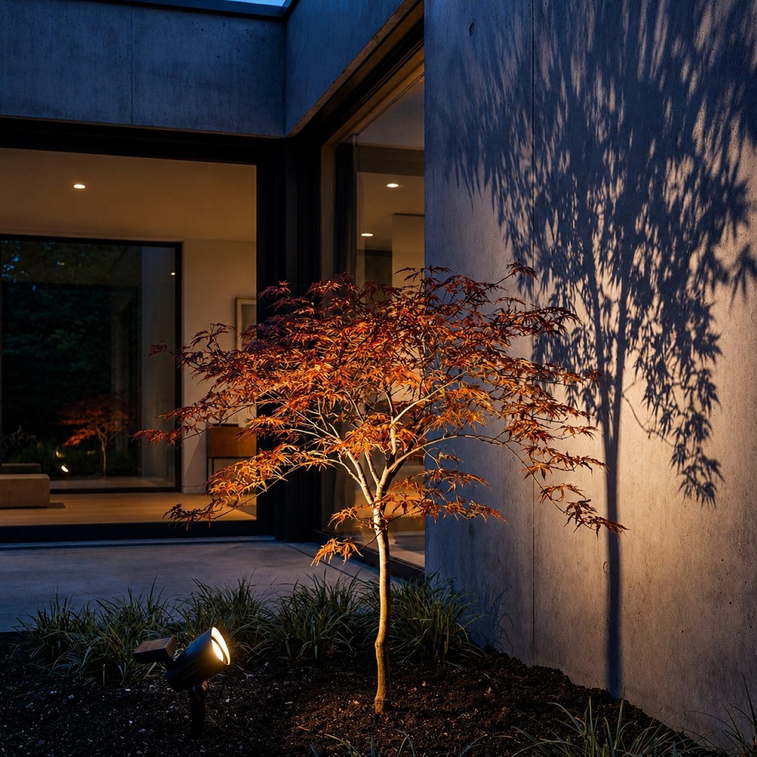 Online-Fuchs Gartenstrahler für außen - 2 LED Solarleuchten, Lampen für Bäume & Sträucher - Deko, bewegliche Strahlerköpfe zum Ausrichten, warmweiß oder kaltwei – Bild 4 von 4