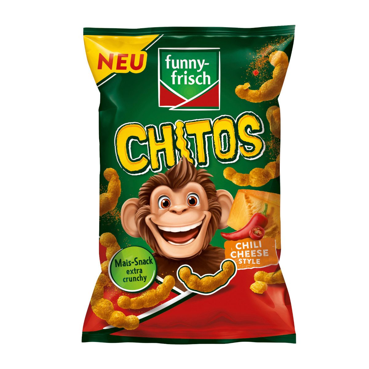 funny-frisch Knabberei, funny frisch Chitos Chili Cheese Style Maissnack Packung 80g