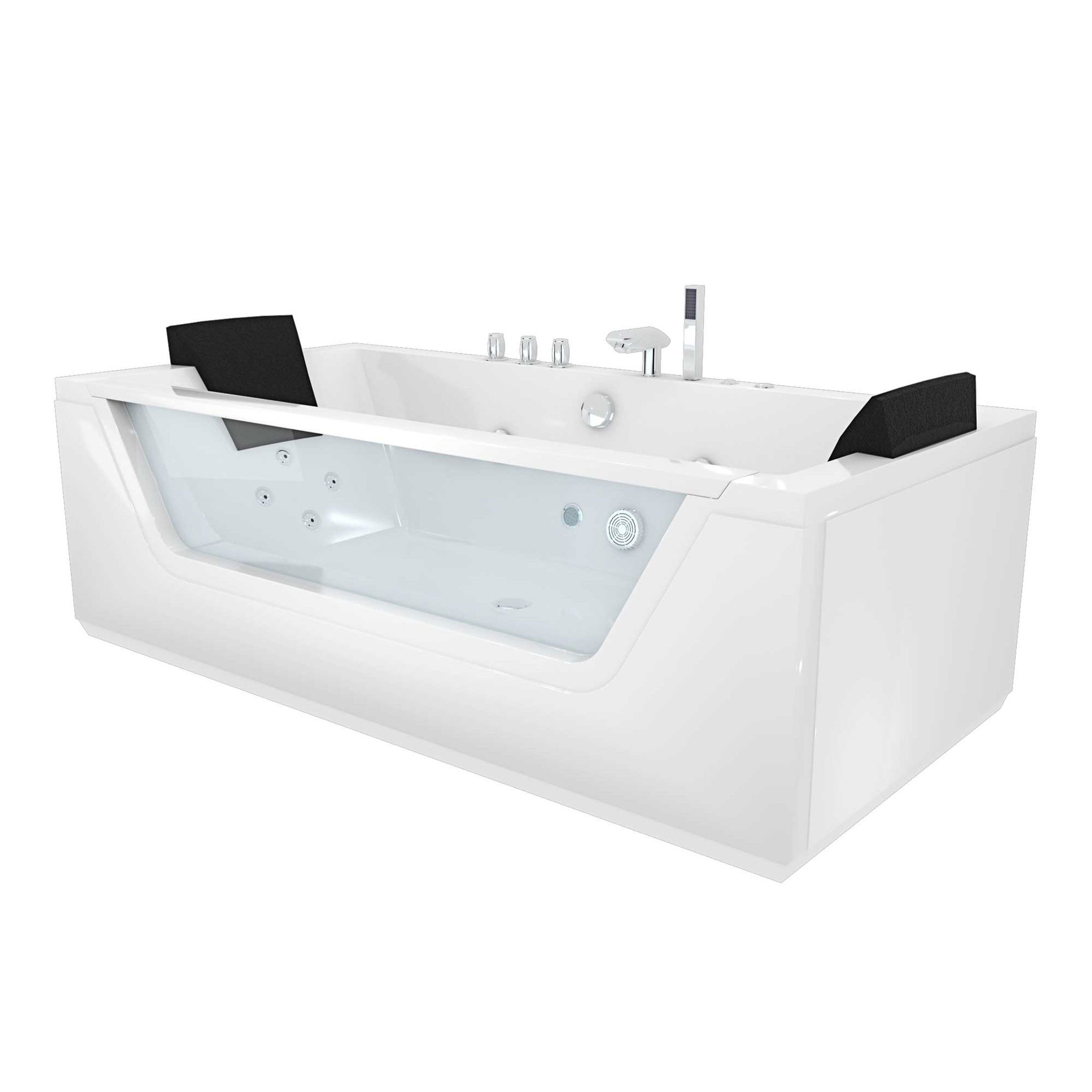 AcquaVapore Whirlpool-Badewanne Whirlpool Pool Badewanne AcquaVapore W83-A-ALL 90x180, (1-tlg), mit Ablaufgarnitur