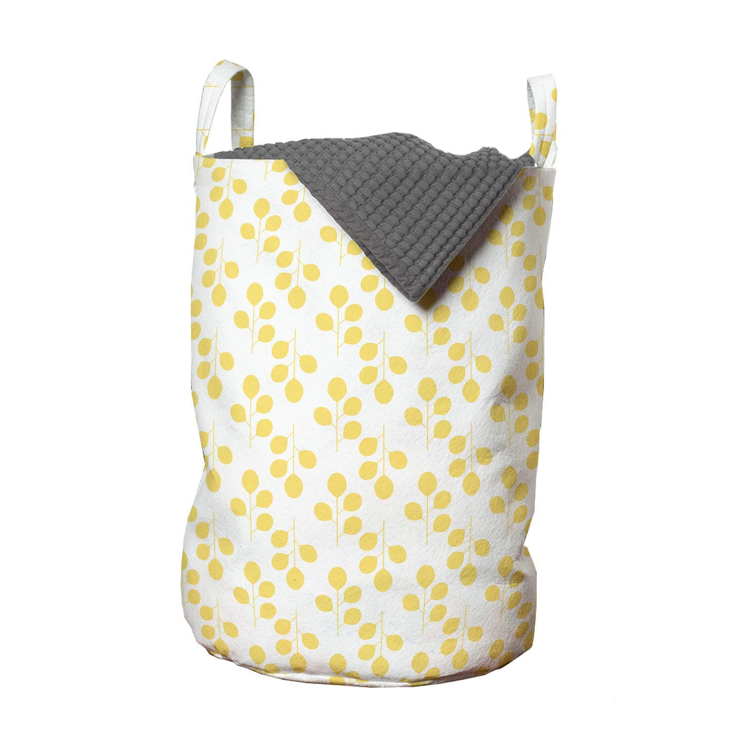 Abakuhaus Wäschesäckchen Wäschekorb mit Griffen Kordelzugverschluss für Waschsalons, Botanisch Sommer-Ton Blattmotive