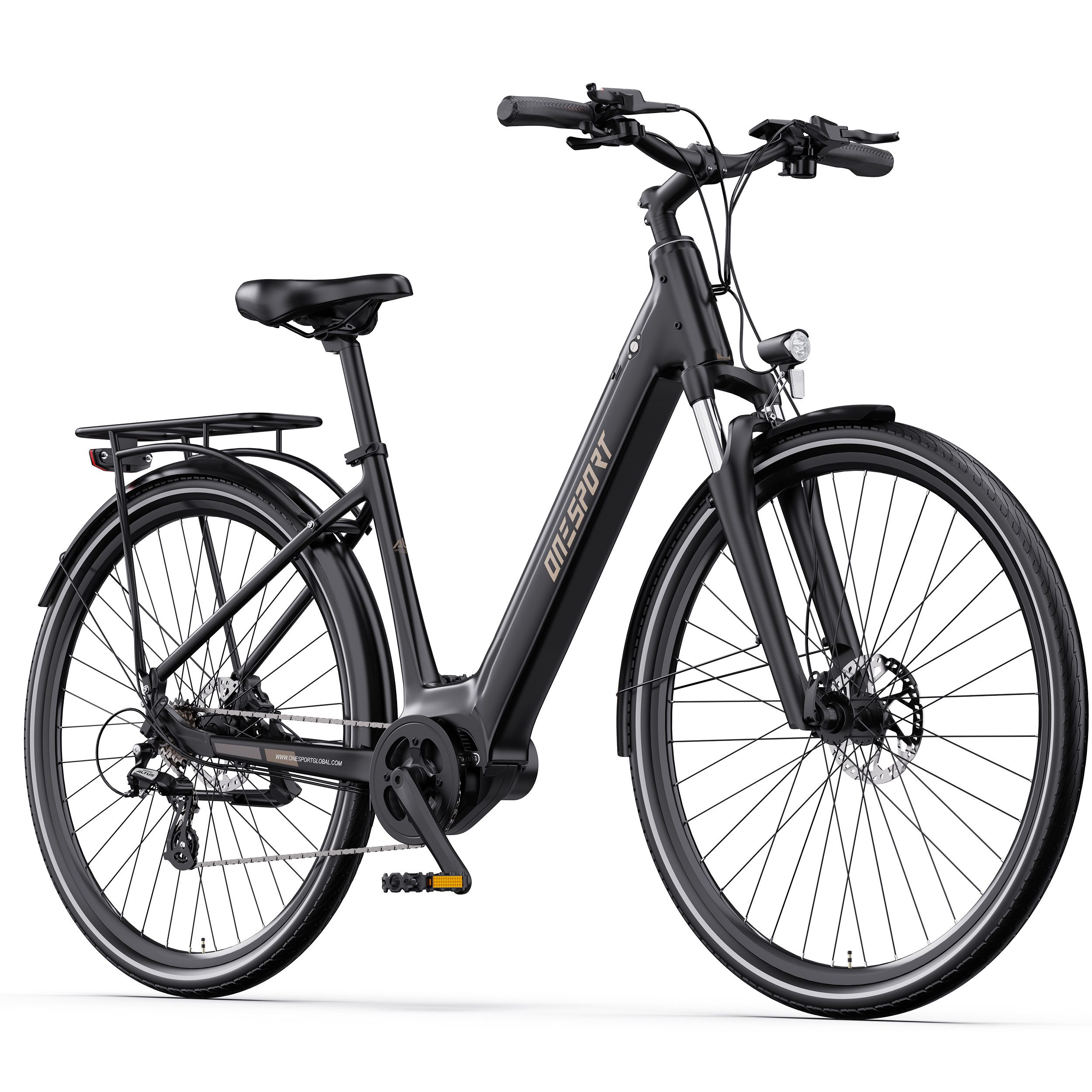 Onesport E-Bike Cityrad OT07 Pedelec 27,5 Zoll 504Wh 14Ah Elektrofahrrad für Damen und Herren, Shimano, Kettenschaltung, Mittelmotor, 504 Wh, E-Citybike mit 374Wh abnehmbarer Akku, 250W Mittelmotor