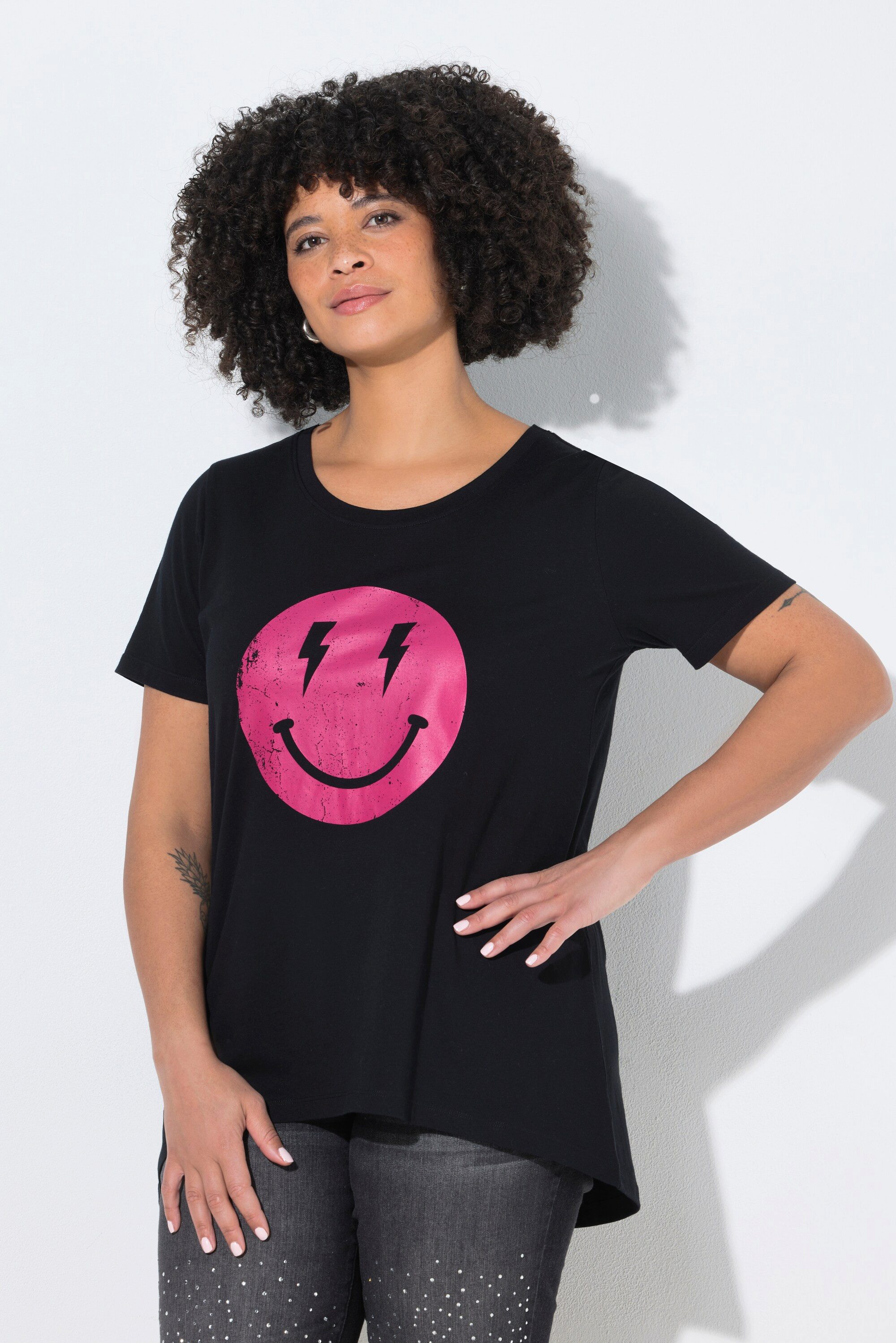 Angel of Style T-Shirt T-Shirt A-Linie Smiley-Motiv Halbarm