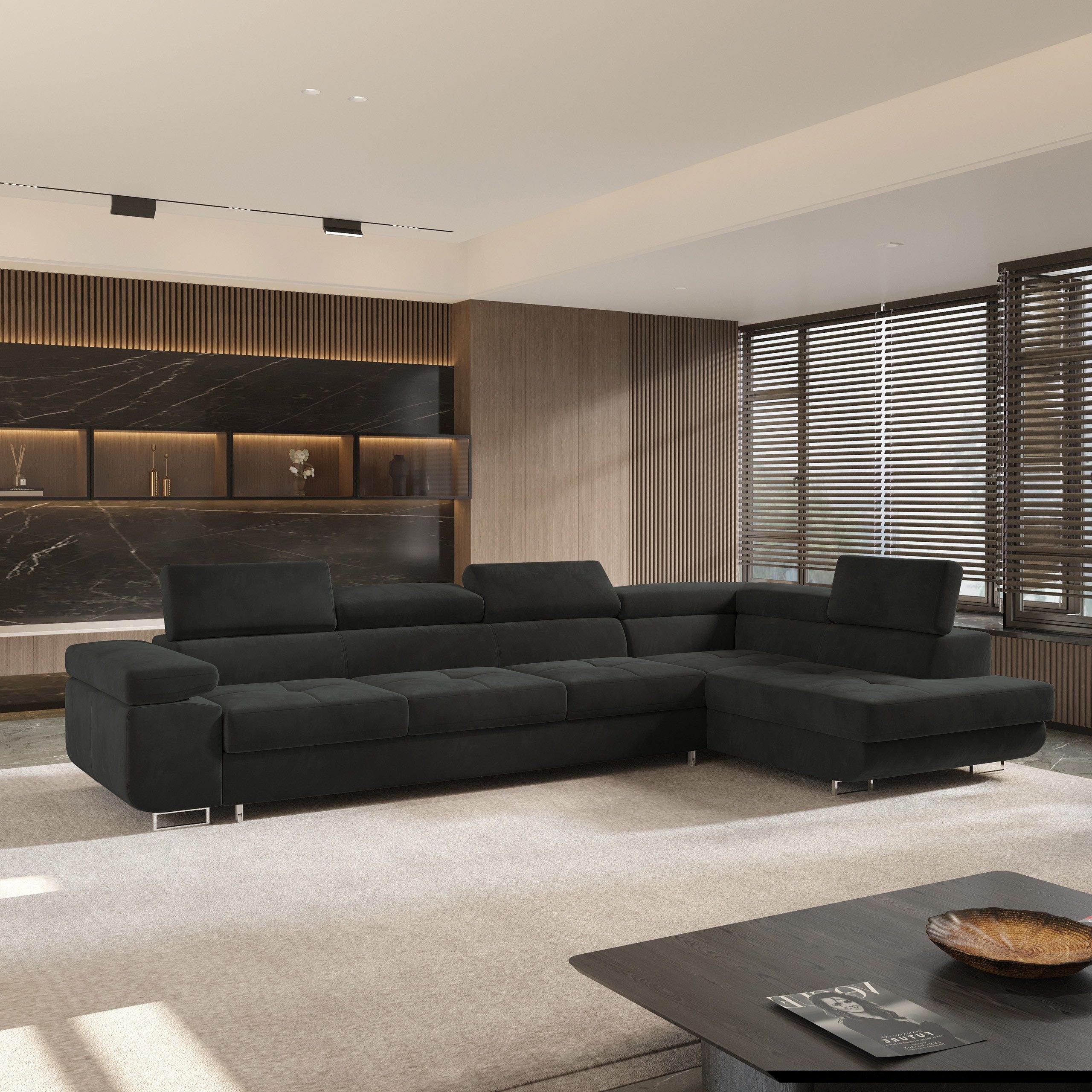 Masseno Ecksofa VICENTE mit Schlaffunktion L-Form, Sofa mit Bettkasten günstig online kaufen