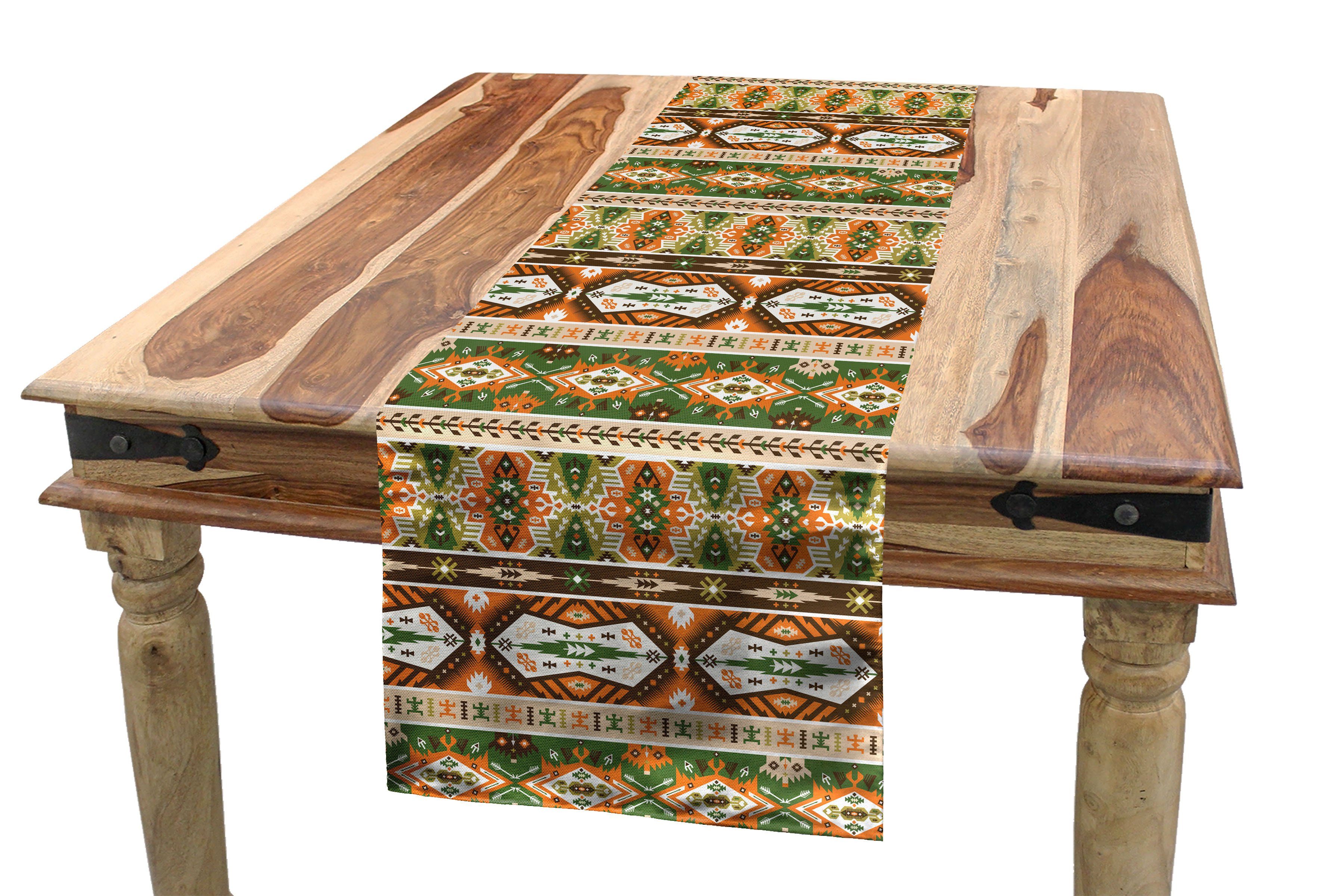 Abakuhaus Tischläufer Esszimmer Küche Rechteckiger Dekorativer Tischläufer, Stammes Aztec Maya-Art-Streifen