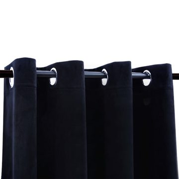 Vorhang Verdunkelungsvorhänge mit Ösen 2 Stk. Samt Schwarz 140x175 cm, vidaXL, (2 St)