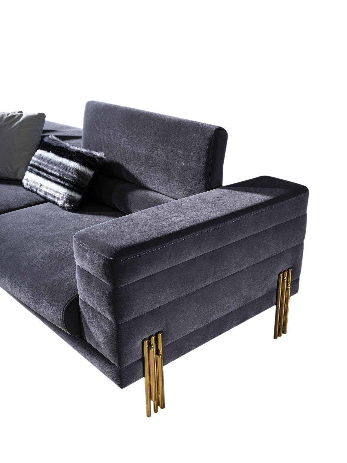 Sessel Sitzer Set, 2 Modern Modern Sofagarnitur 3 in Sofa Europa Luxus Grau Made Stoff Sofa JVmoebel Teile,