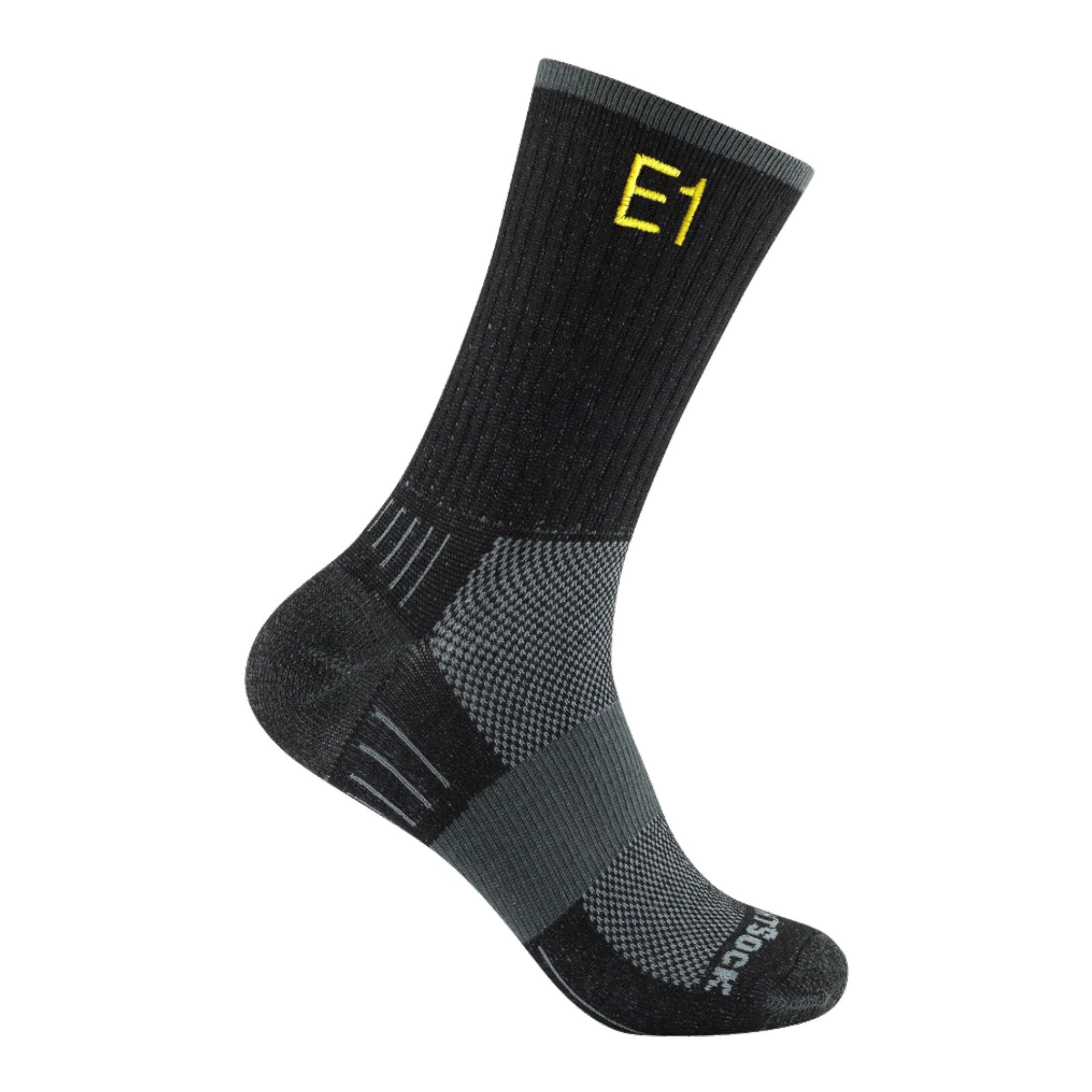 Wrightsock Wandersocken Crew Escape E1 (extra Frottee-Polsterung, mitteldick) schwarz/grau