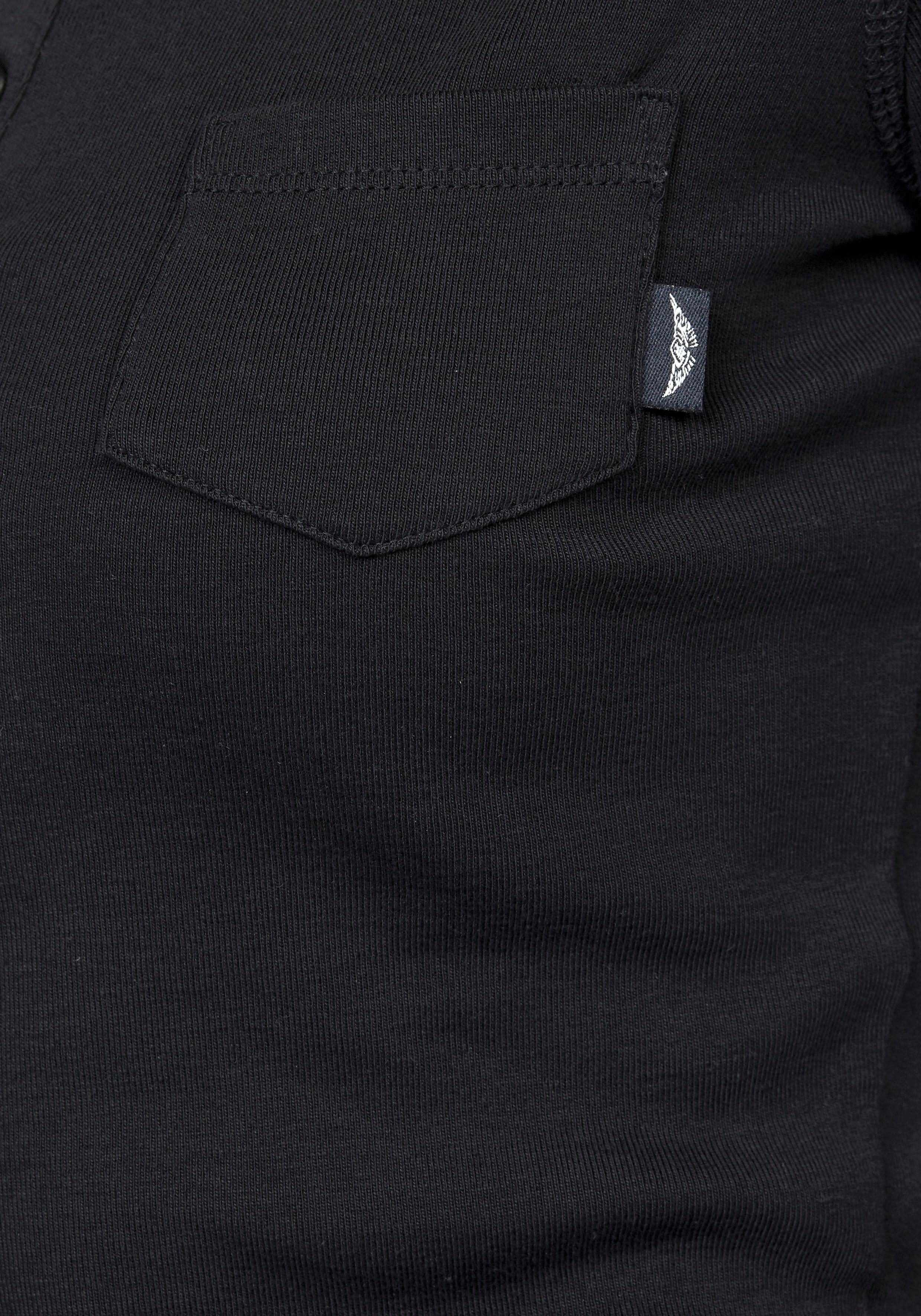 Arizona Langarmshirt mit Knopfleiste schwarz