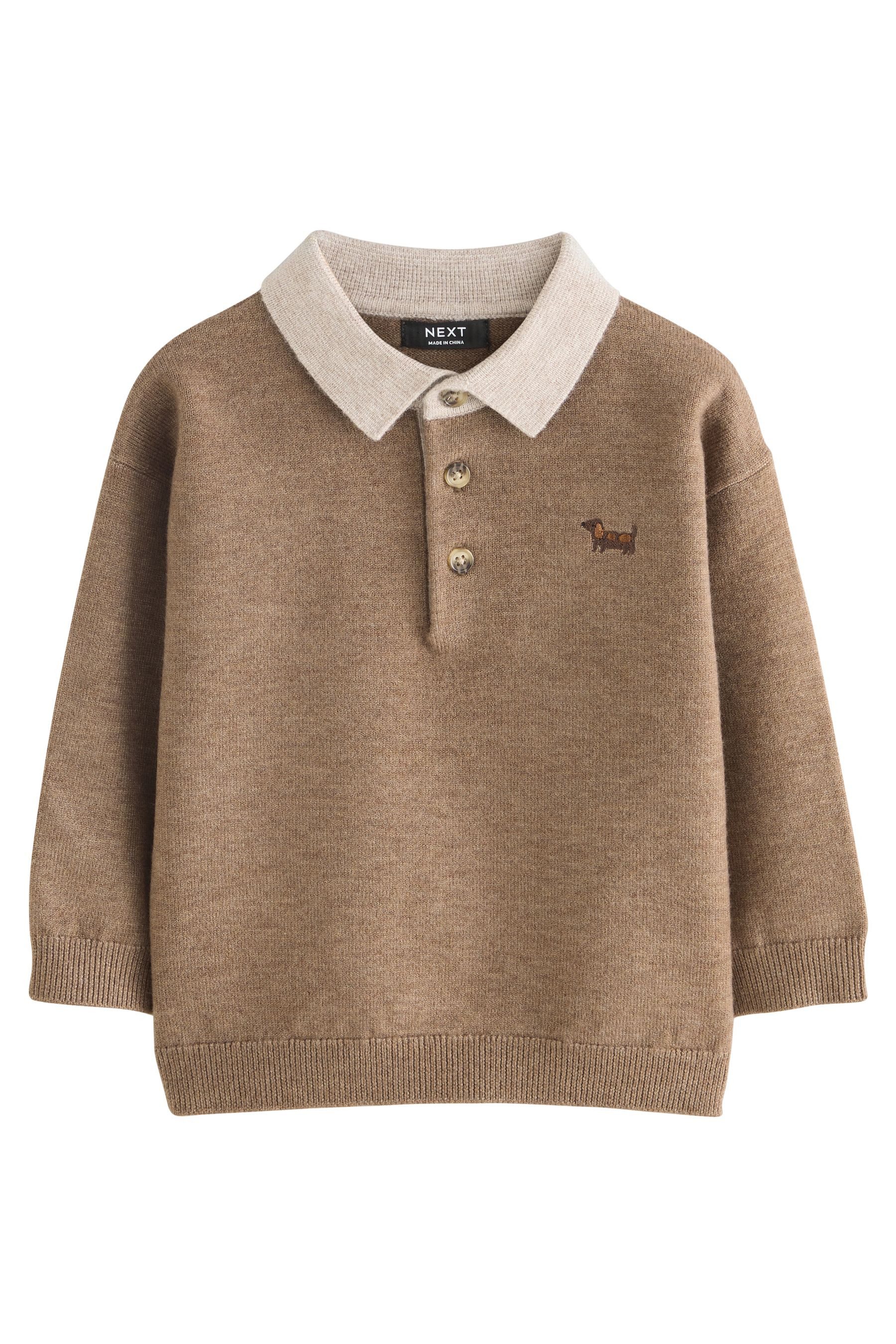 Next Polokragenpullover Strick-Poloshirt mit geknöpftem Kontrastkragen (1-tlg)