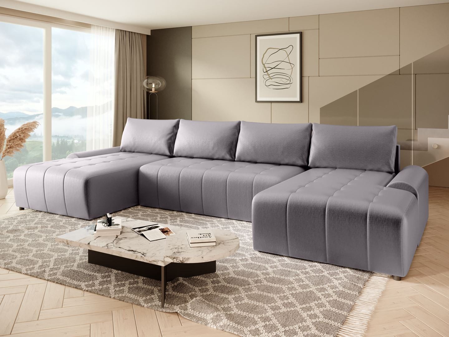 Beautysofa Ecksofa Costa U, inkl. Schlaffunktion, Bettkasten, modernes Lounge-Ecke für Wohnzimmer