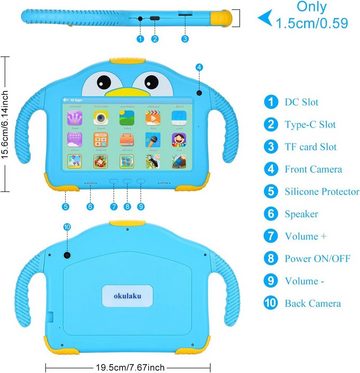 okulaku 03-Pro03 Tablet (7", 32 GB, Android 10, 4G, Kinder Tablet 3-14 jahre Mädchen Junge HD Display mit WiFi Dual Kamera)