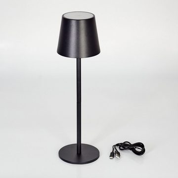 hofstein Außen-Tischleuchte dimmbare Tischleuchte aus Metall/Kunststoff in Schwarz, LED fest integriert, mit USB C, Akku, Ladefunktion, Touchdimmer, Lichtfarbe änderbar, IP54
