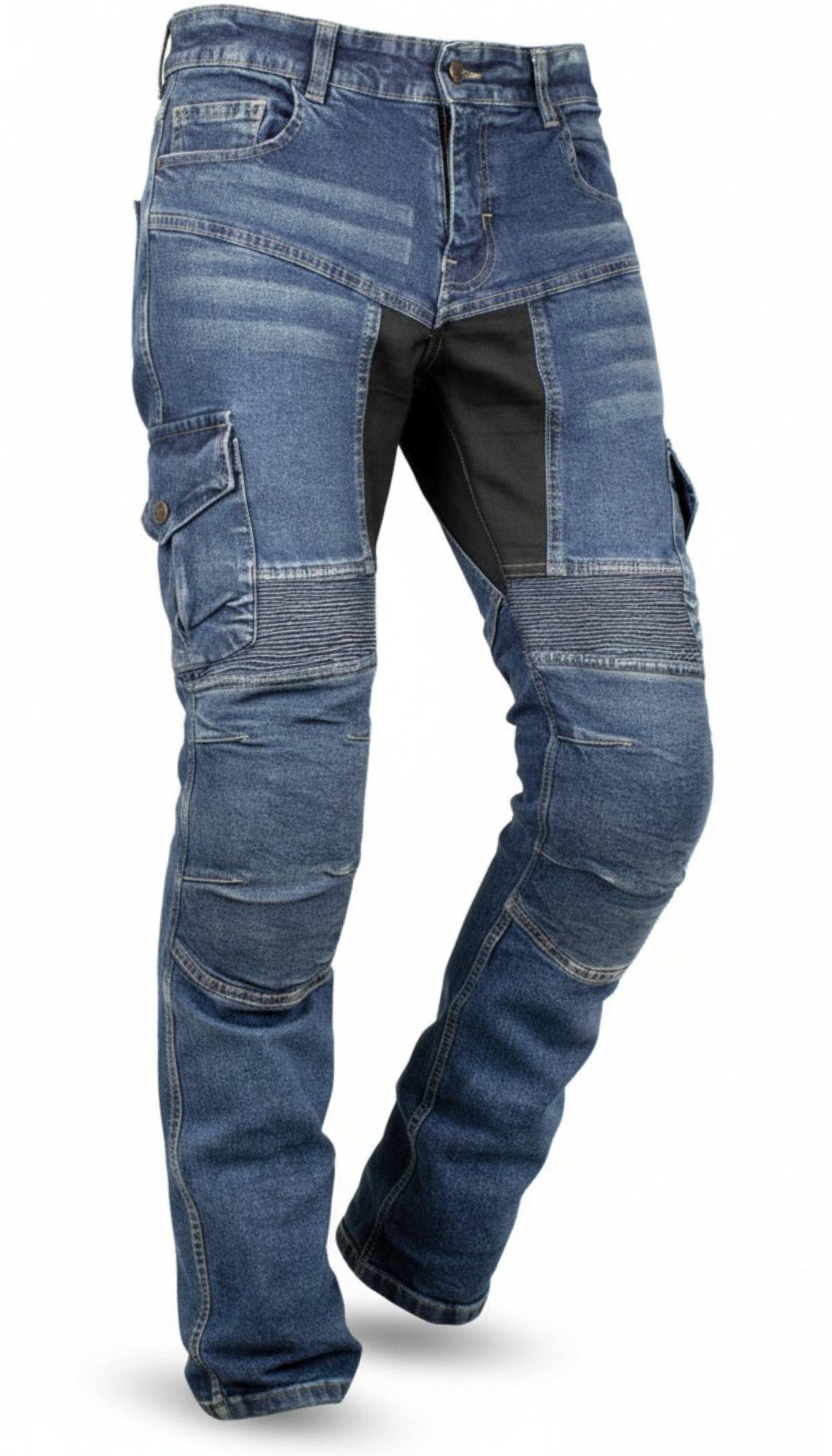 MDM Motorradhose Herren Motorrad Jeans mit Protektoren, Cargo Biker Hose – Bild 4 von 5