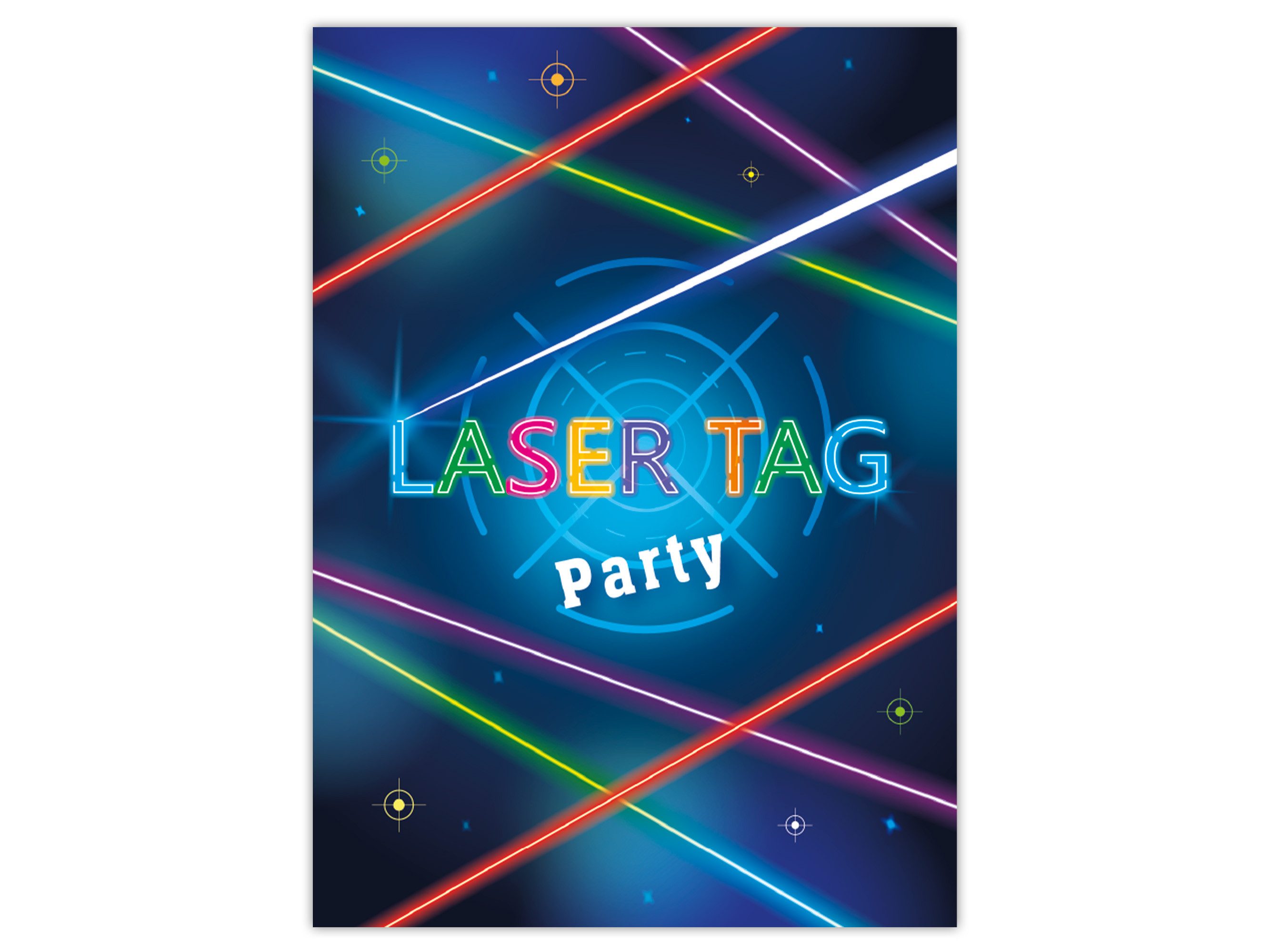 LIMONIA Einladungskarten Lasertag zum Kindergeburtstag Jungen Mädchen Einladungen Karten neon, Einladungskarten zum Geburtstag für eine Lasertag Party