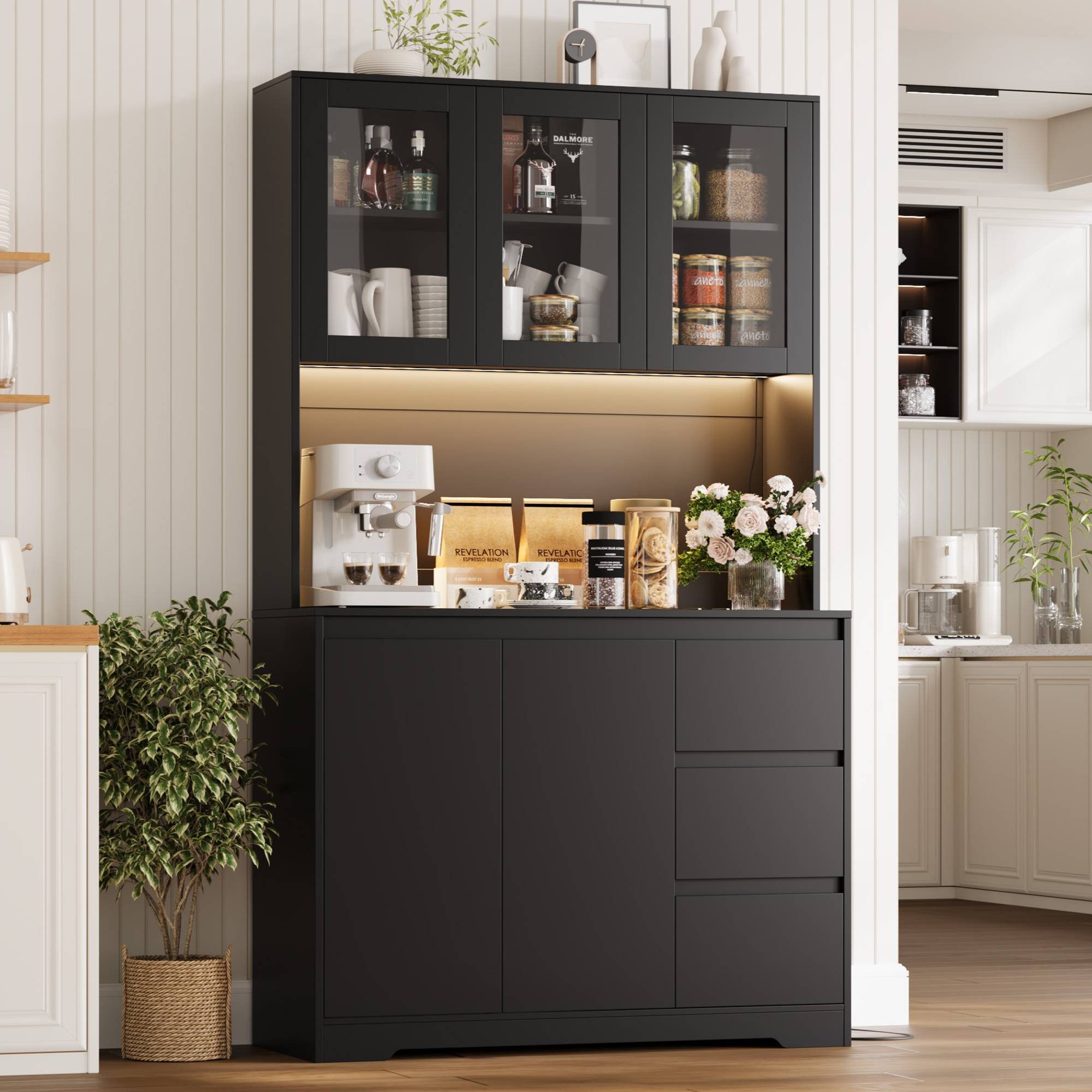 Homfa Küchenbuffet mit LED Küchenschrank Buffetschrank günstig online kaufen