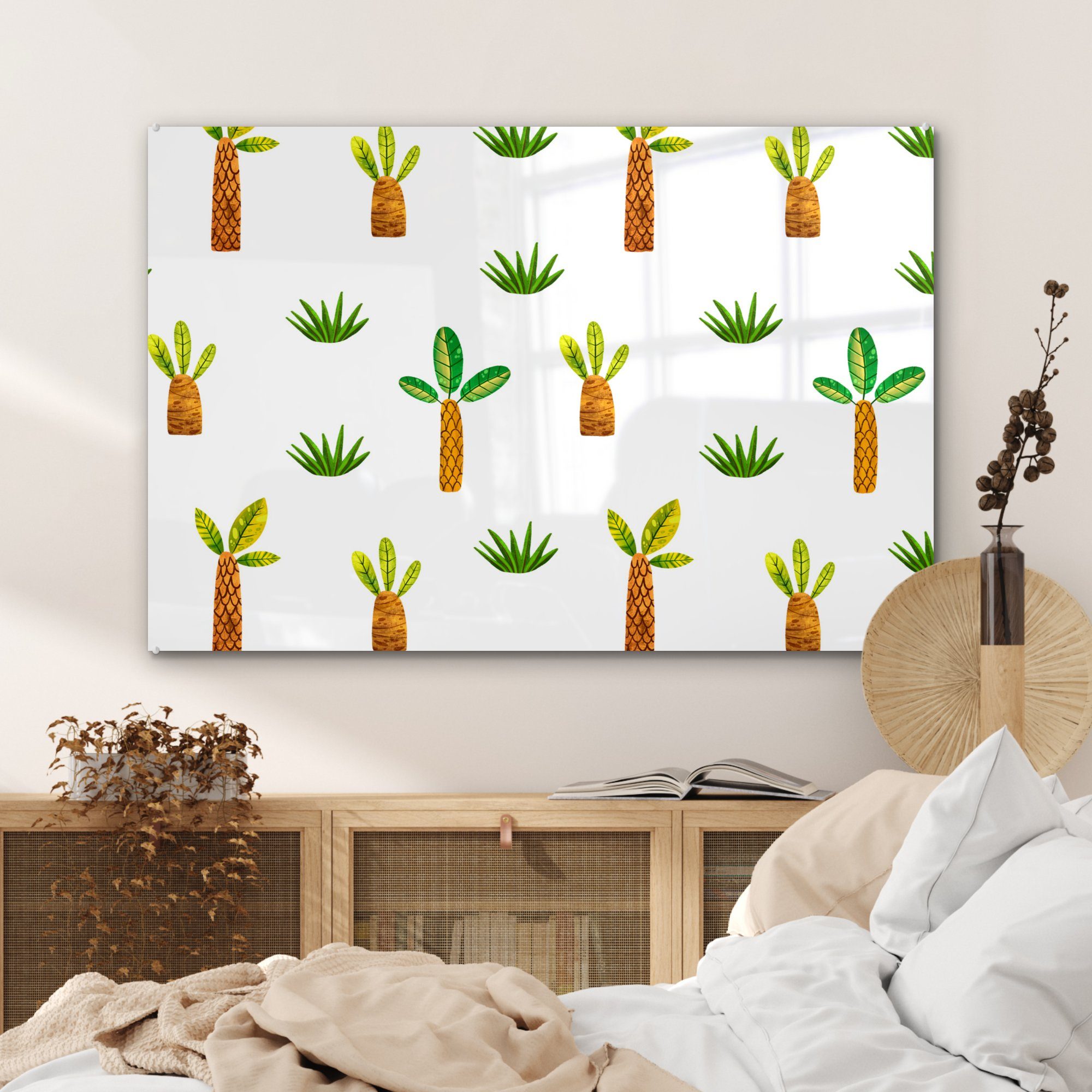 Schlafzimmer & - Acrylglasbild MuchoWow Acrylglasbilder Dschungel Baum, Gras - St), (1 Wohnzimmer