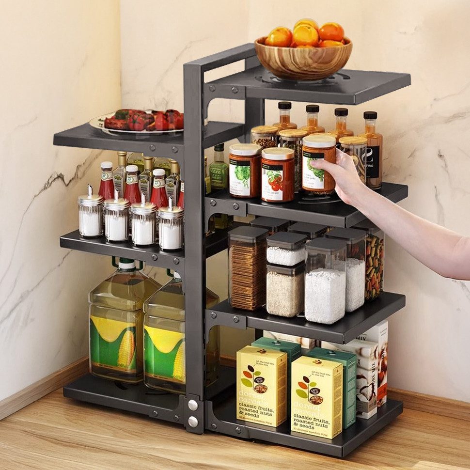 devesanter Küchenregal Topf‑ und Pfannenorganizer mit 7 verstellbaren Fächern, 51,5x21x53,5cm, 1-tlg., Topfregal Mehrzweckregal aus Kohlenstoffstahl, Schwarz – Bild 4 von 5