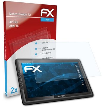 atFoliX Schutzfolie Displayschutz für XP-PEN Artist 16, (2 Folien), Ultraklar und hartbeschichtet