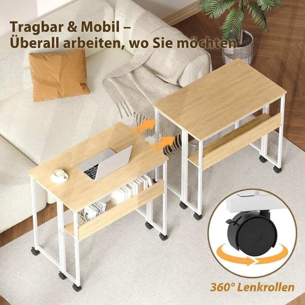 GarveeMore Schreibtisch Klappbarer mit Spanplattenplatte und Metallgestell,platzsparend, tragbarer Computertisch,kleiner tisch für Schlafzimmer,Wohnzimmer – Bild 4 von 5