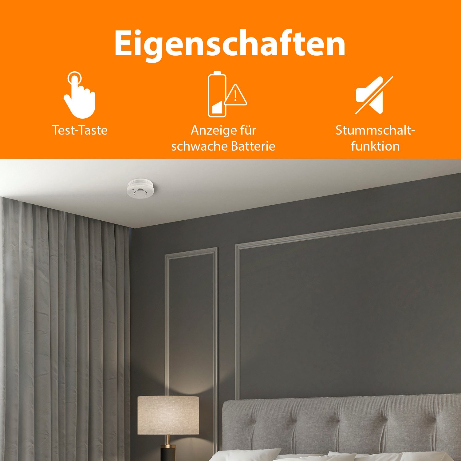 smartwares 10.100.41 Rauchmelder (Optischer Sensor - Auswechselbare Batterie 1 Jahr - Testtaste)