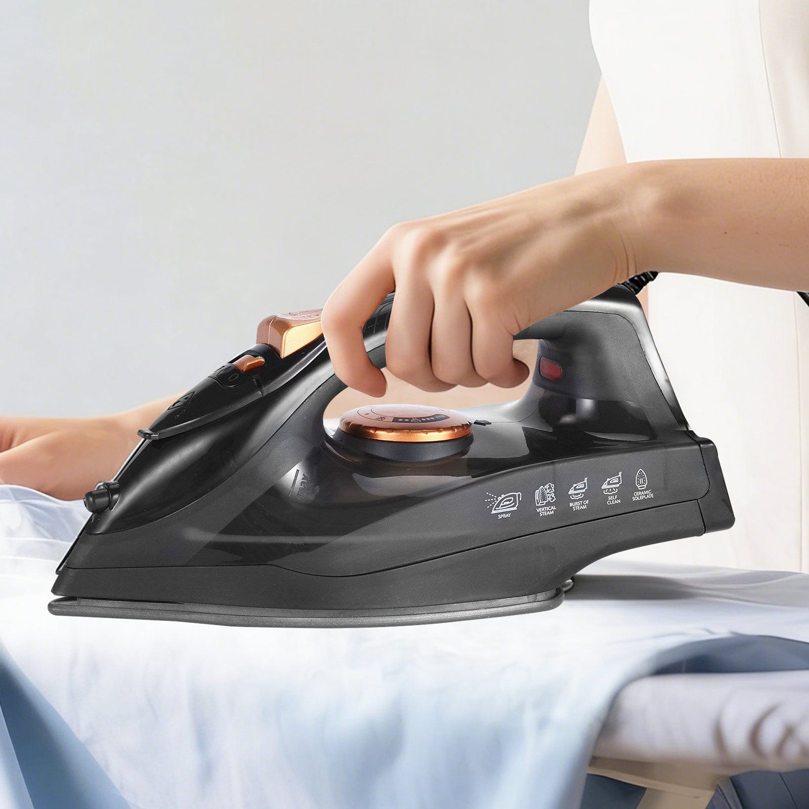 Nettlife Dampfbügeleisen Handheld-Dampfglätter 1200W Keramiksohle Vertikaler Sprühdampf, 1200 W, Sofortaufheiztechnologie Entfernt sofort Falten Schützt vor Flecken