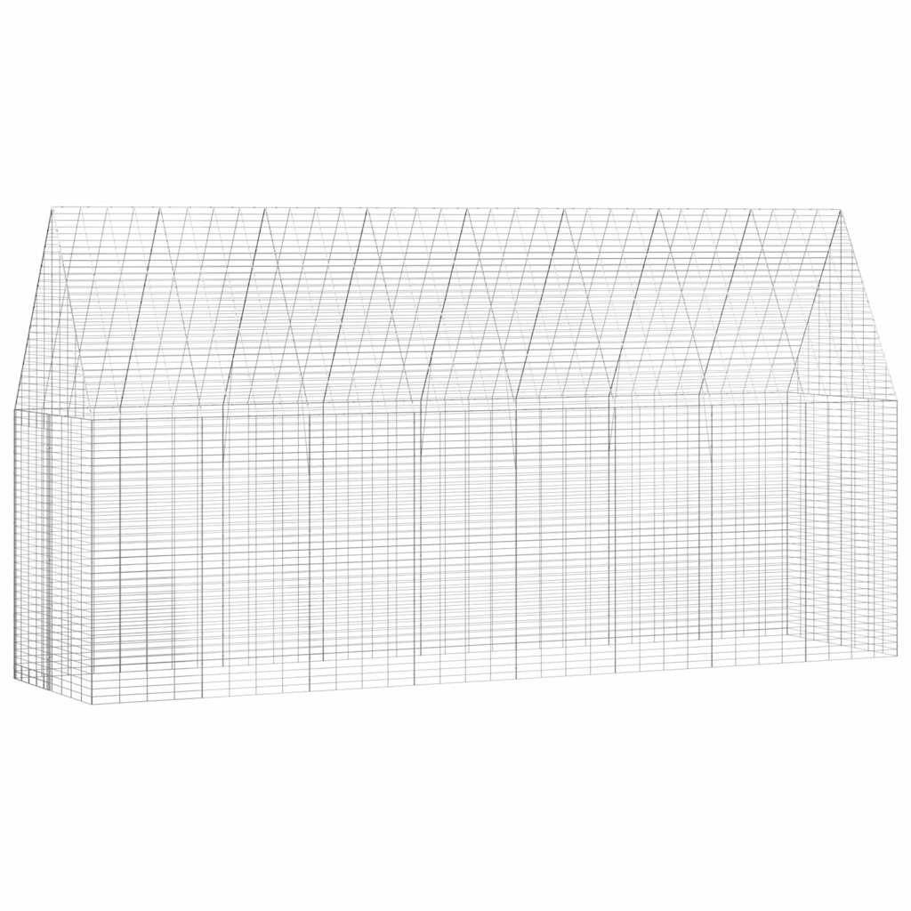 vidaXL Kleintierkäfig, Hasenkäfig Silber 400 x 100 x 210 cm Verzinkter Stahl