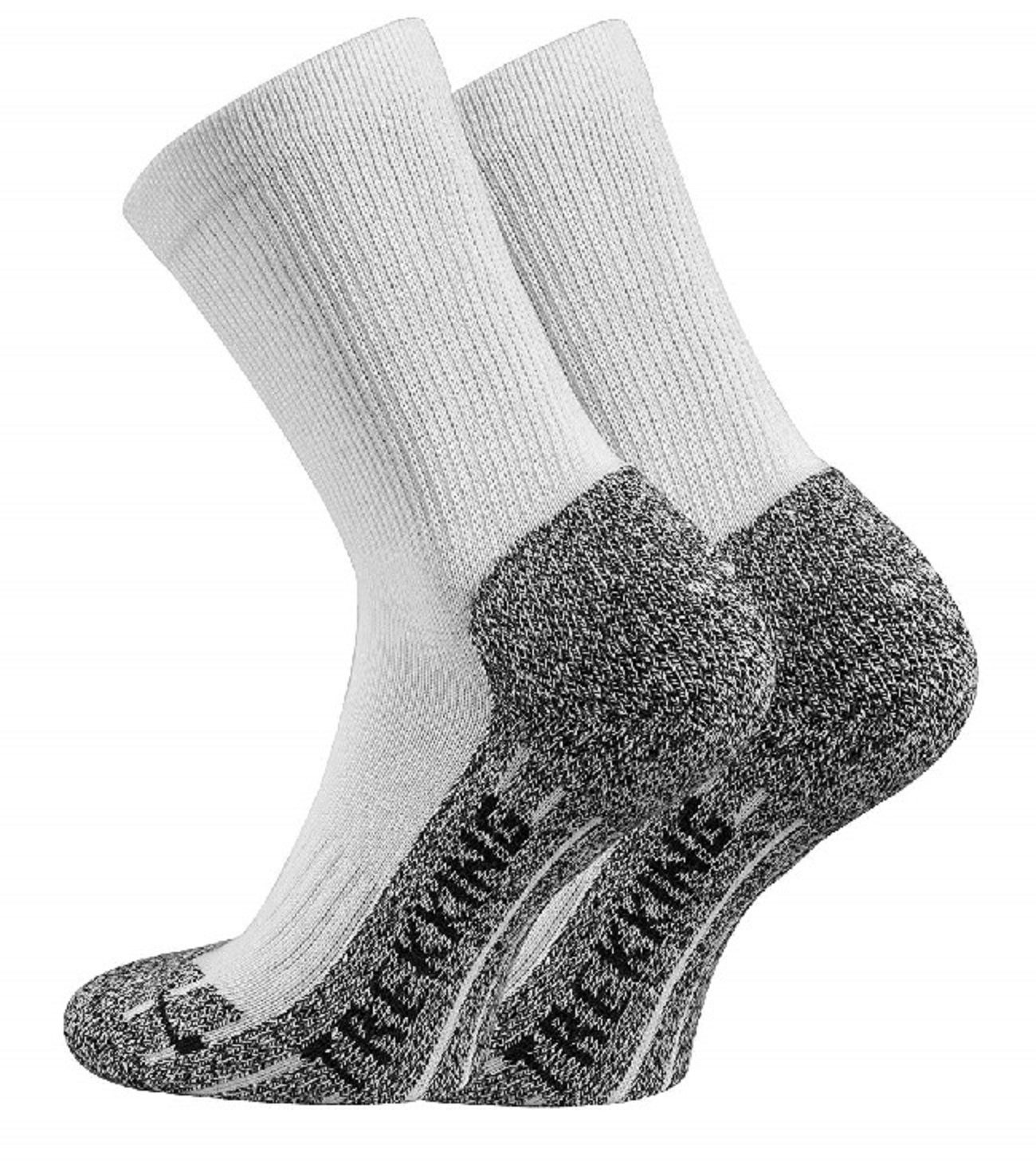 TippTexx 24 Wandersocken 4 Paar Unisex Performance Trekkingsocken, PRIMA KLIMA mit COOLMAX Weiß