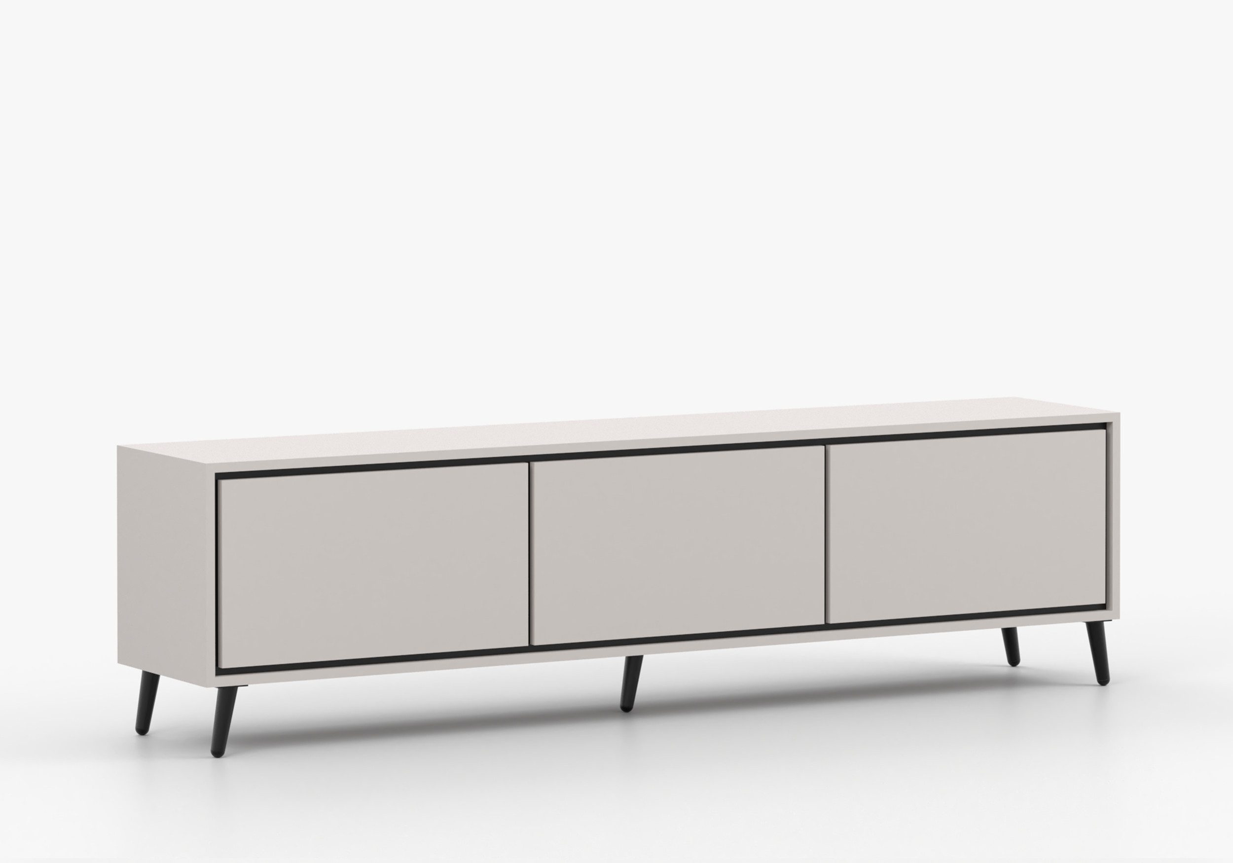 MOEBLO TV-Board RTV VELMIRA (180 cm breit, mit 3 Türen, Push-to-open, schwarzen Metallfüßen und viel Stauraum, Kaschmir), (BxHxT): 180 x 55 x 40 cm – Bild 4 von 5